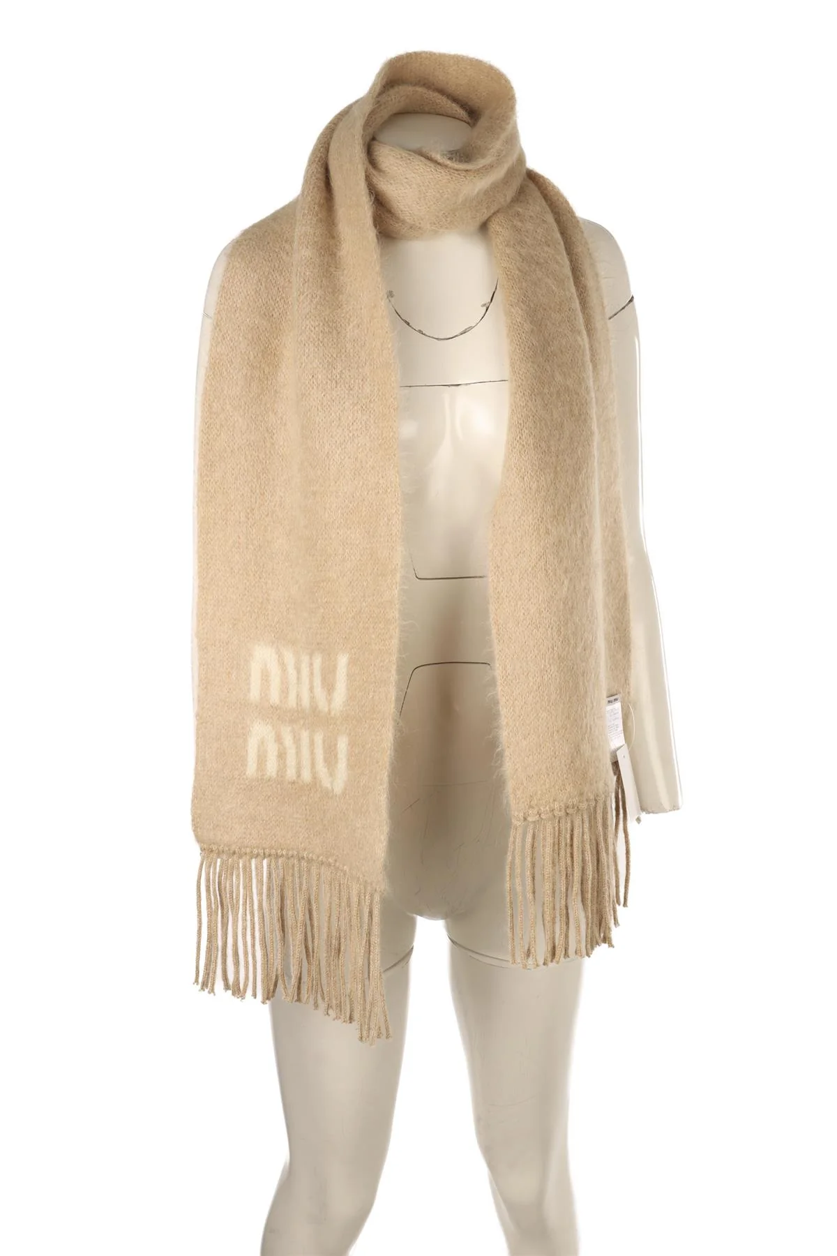 MIU MIU BEIGE MOHAIR SCARF - Image 3