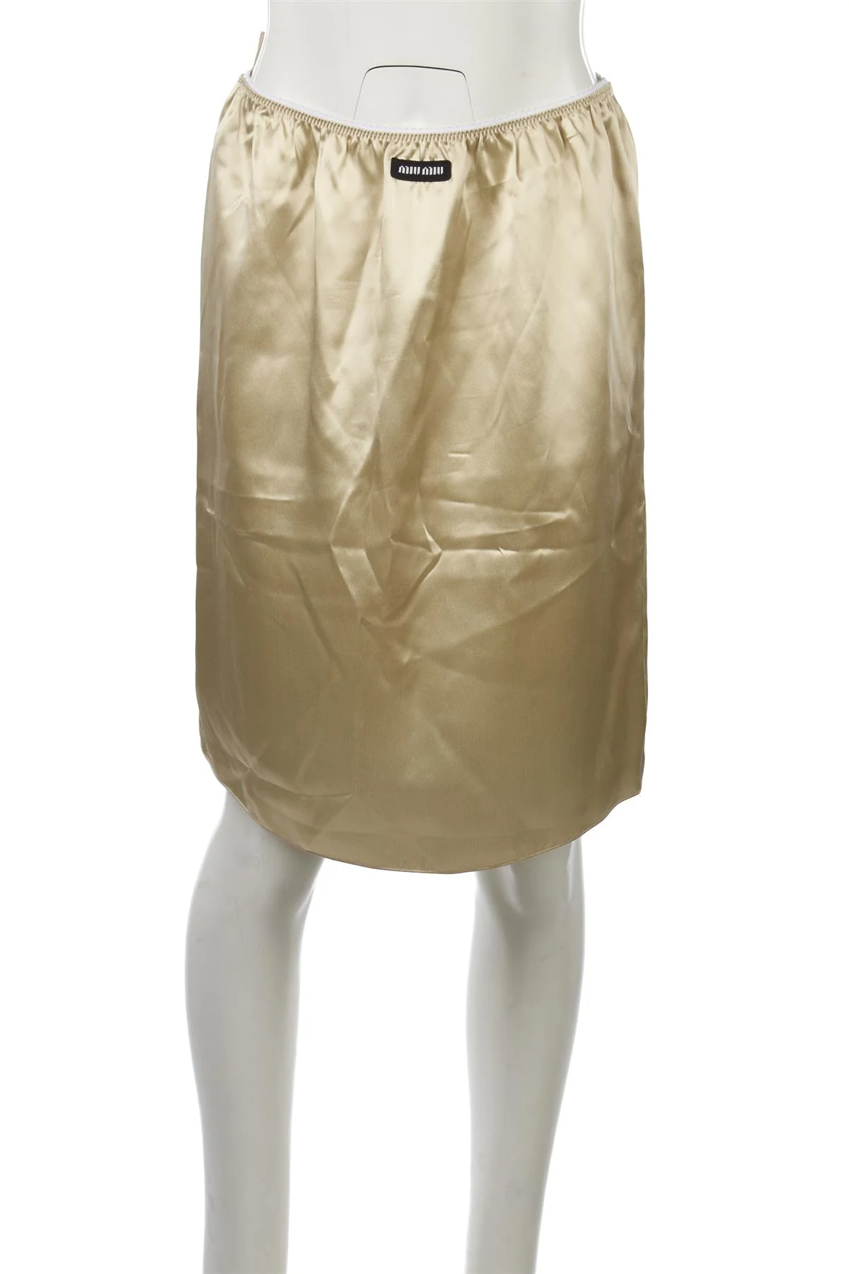 MIU MIU BEIGE SATIN MIDI SKIRT IT 40 UK 8 - Image 2