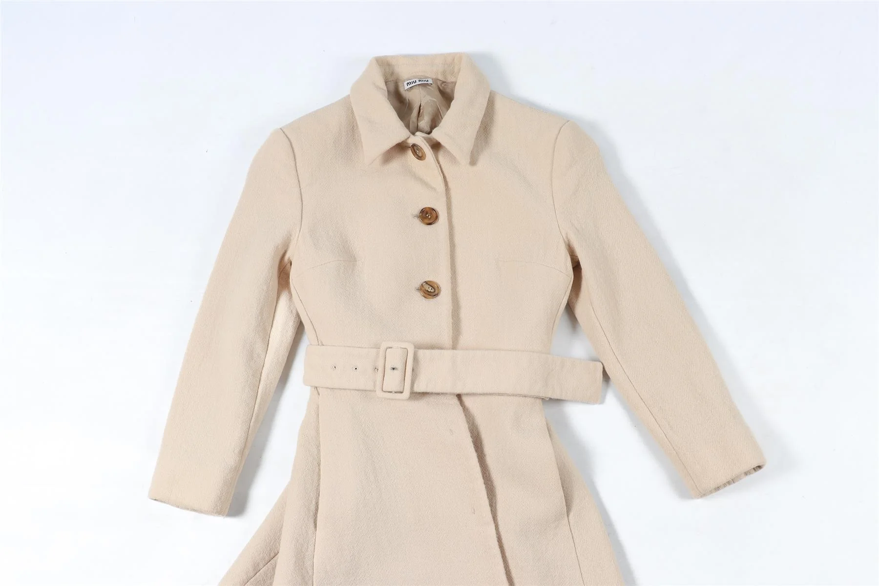 MIU MIU BEIGE WOOL COAT IT 36 UK 4 - Image 3