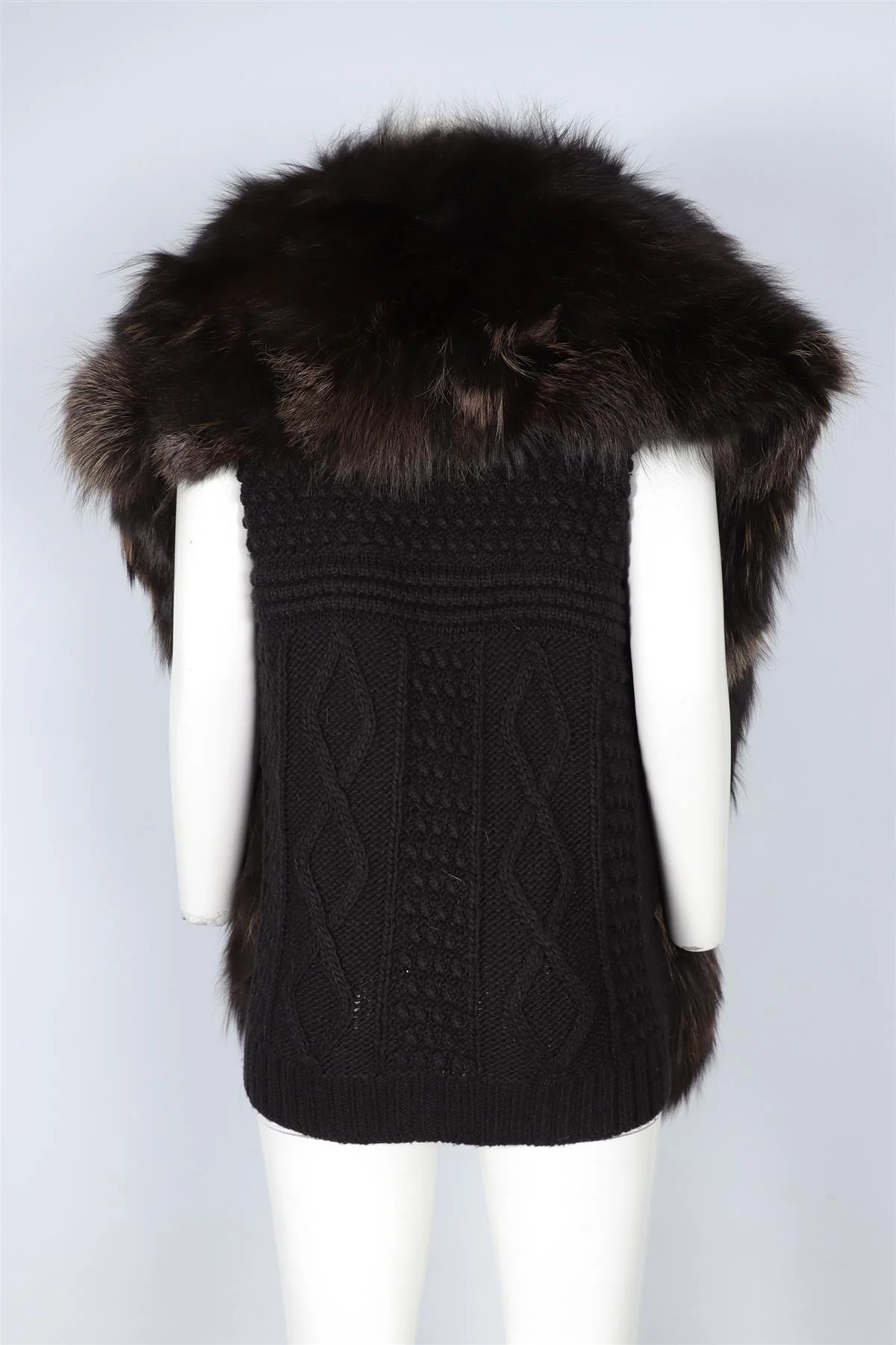 MIU MIU BLACK 2009 WOOL AND FOX FUR GILET IT 40 UK 8 - Image 4