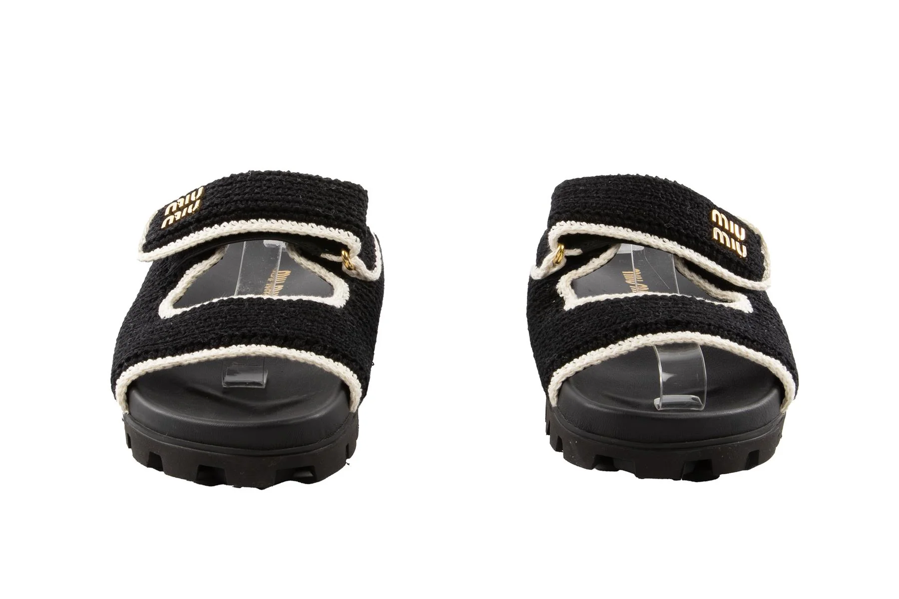 MIU MIU BLACK CROCHET SLIDES EU 38 UK 5 - Image 3