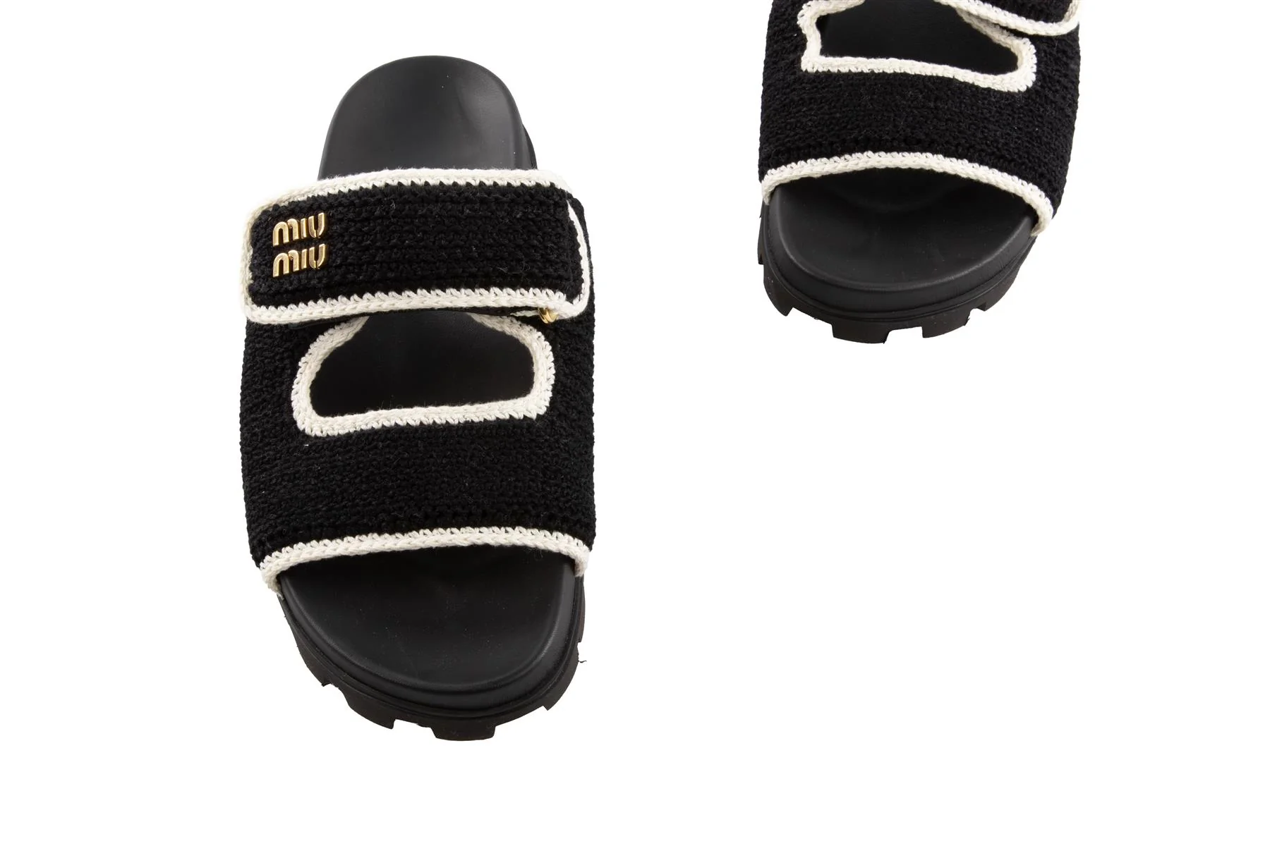 MIU MIU BLACK CROCHET SLIDES EU 38 UK 5 - Image 4