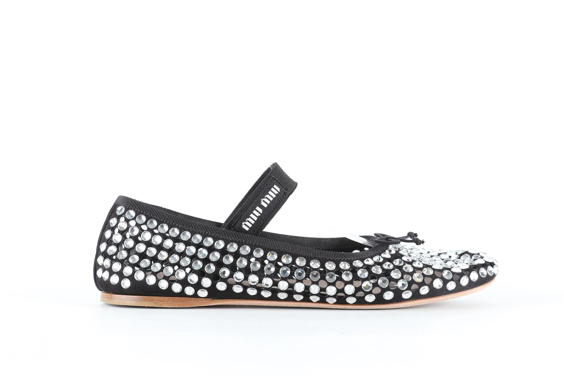 MIU MIU BLACK CRYSTAL BALLET FLATS EU 39.5 UK 6.5 US 9.5 - Image 2