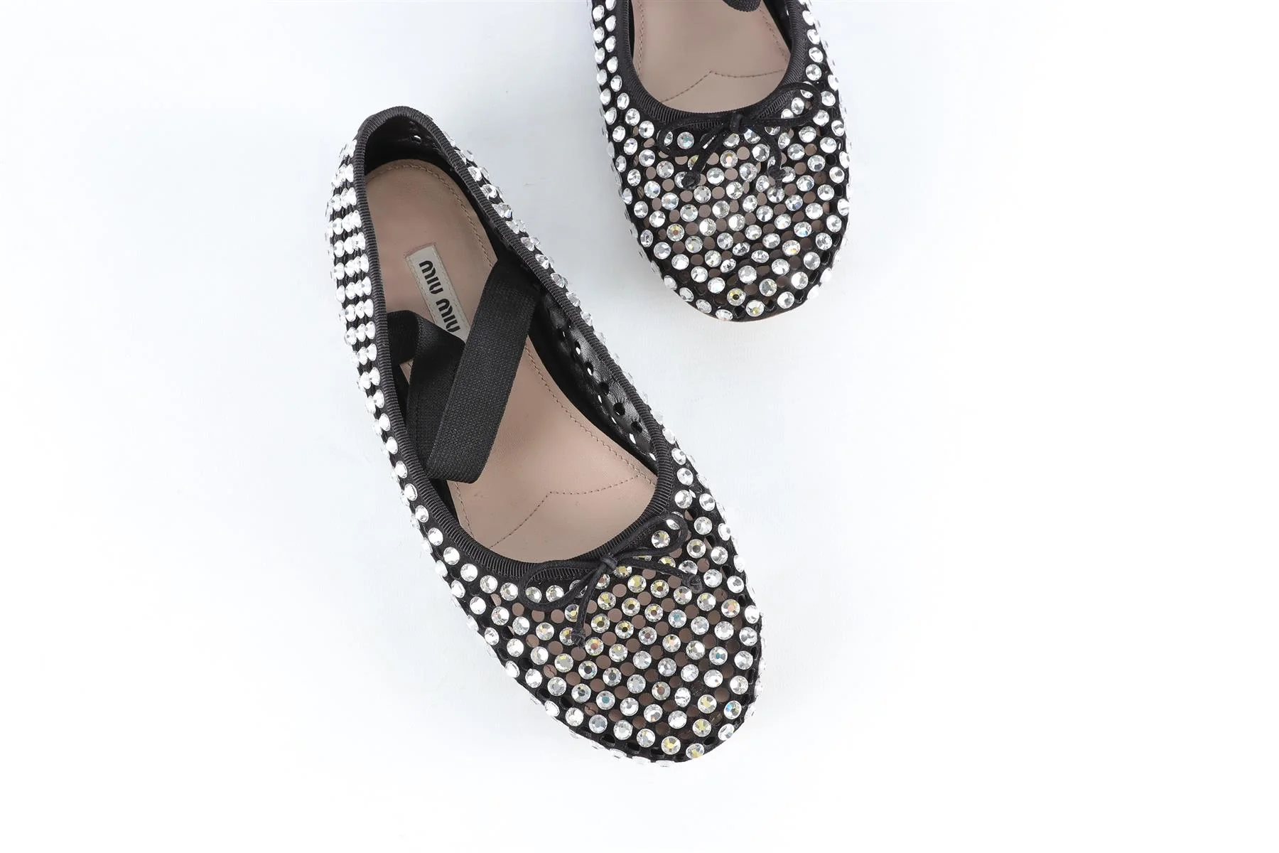 MIU MIU BLACK CRYSTAL BALLET FLATS EU 39.5 UK 6.5 US 9.5 - Image 4
