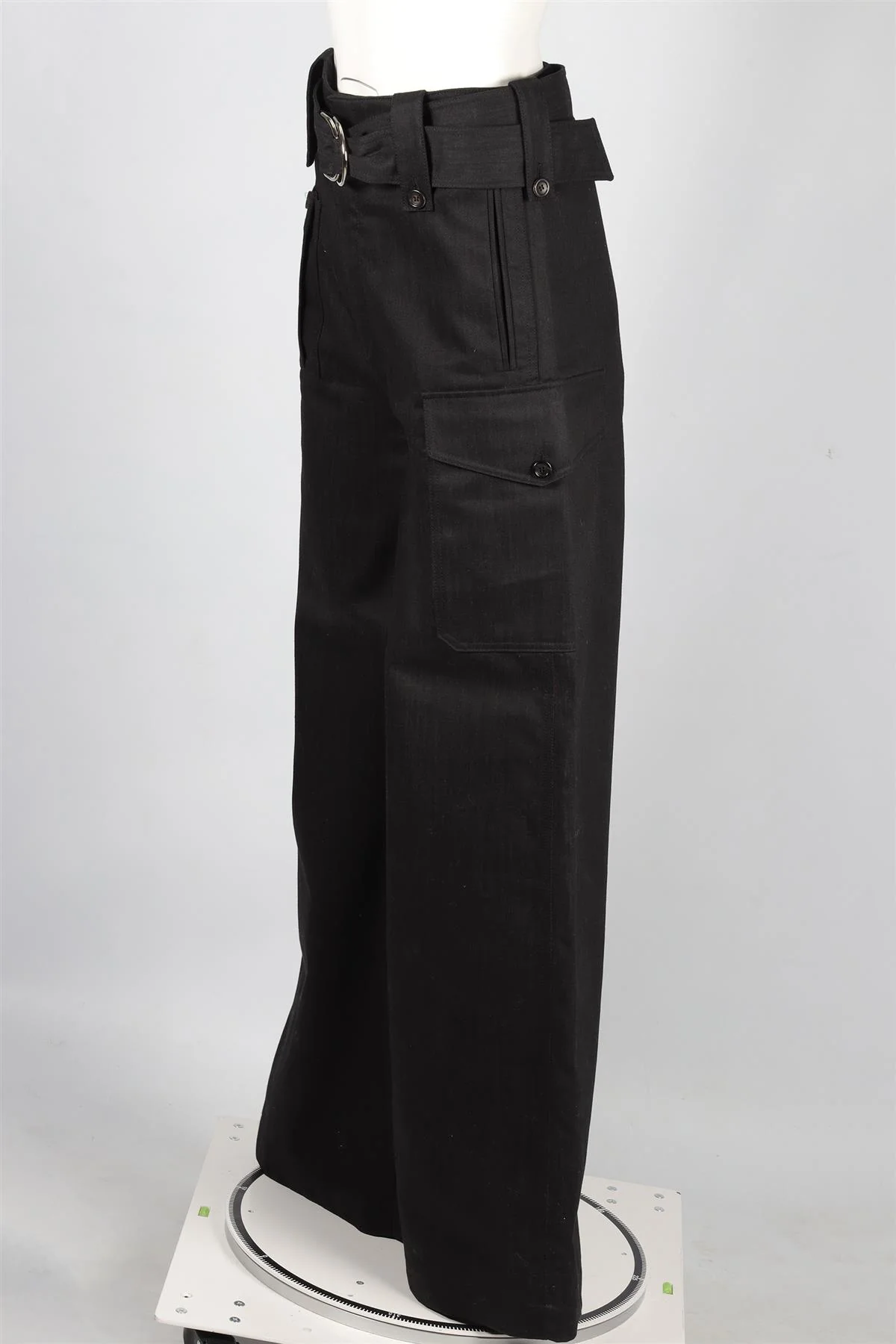 MIU MIU BLACK DENIM WIDE LEG PANTS IT 38 UK 6 - Image 3