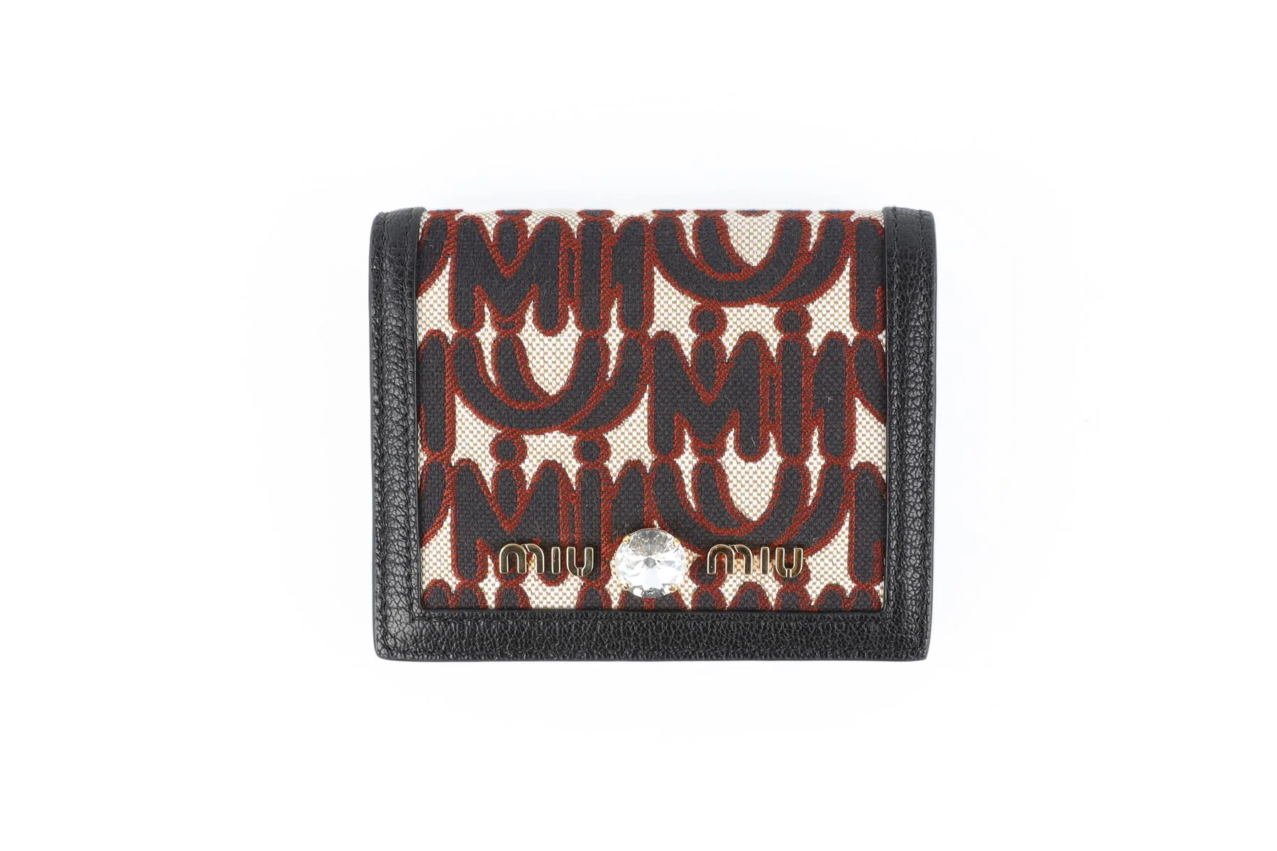 MIU MIU BLACK MADRAS JACQUARD WALLET - Image 2