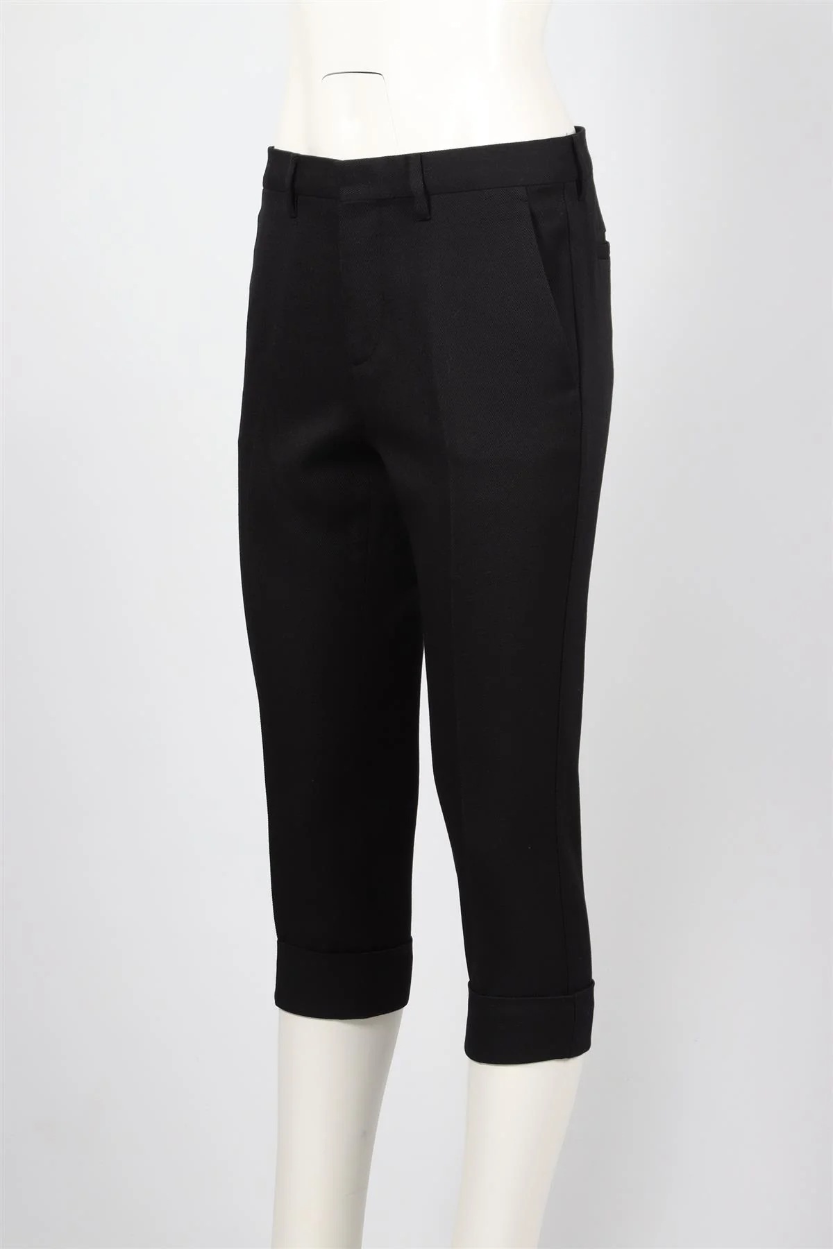 MIU MIU BLACK WOOL CROPPED TROUSERS IT 38 UK 6 - Image 3