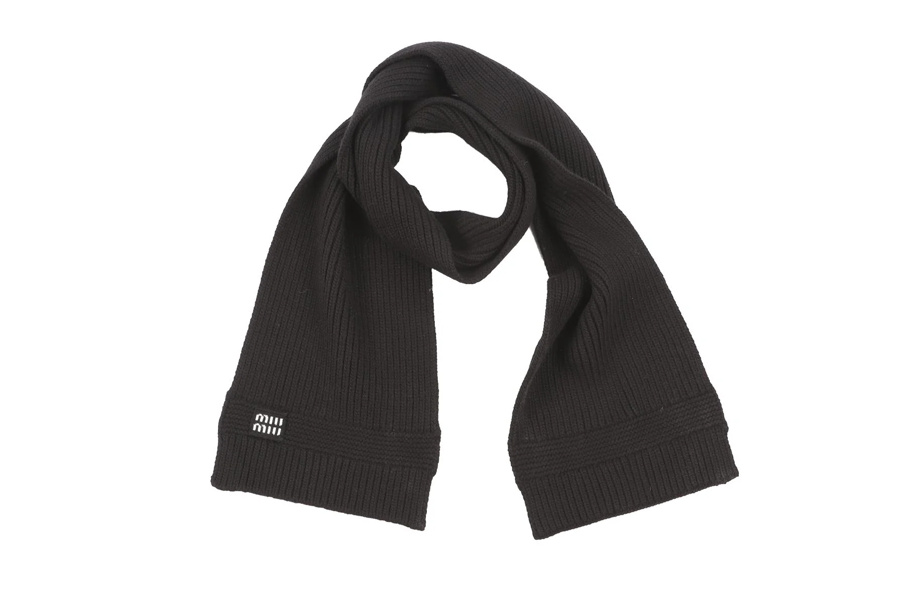 MIU MIU BLACK WOOL SCARF - Image 2