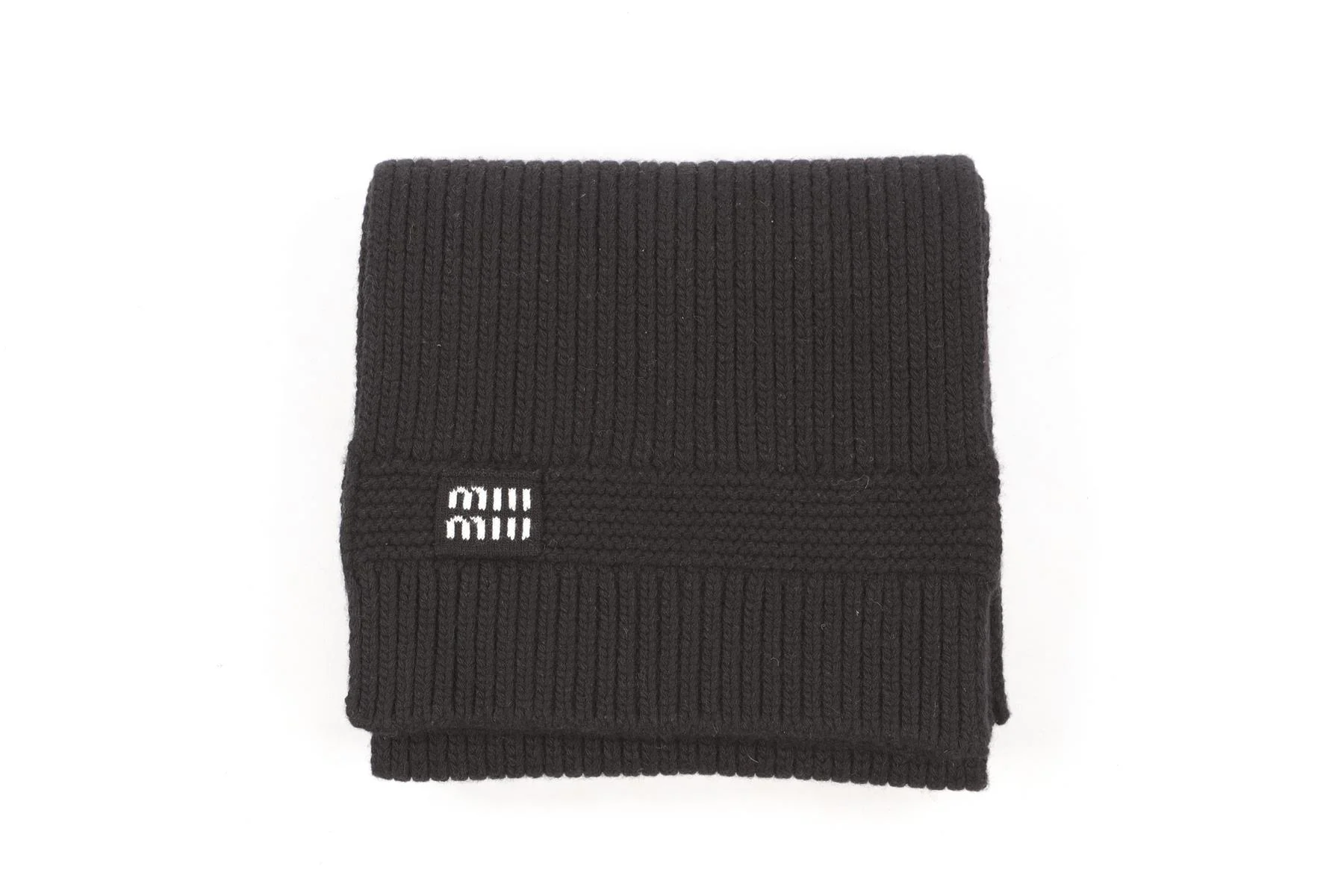 MIU MIU BLACK WOOL SCARF - Image 3
