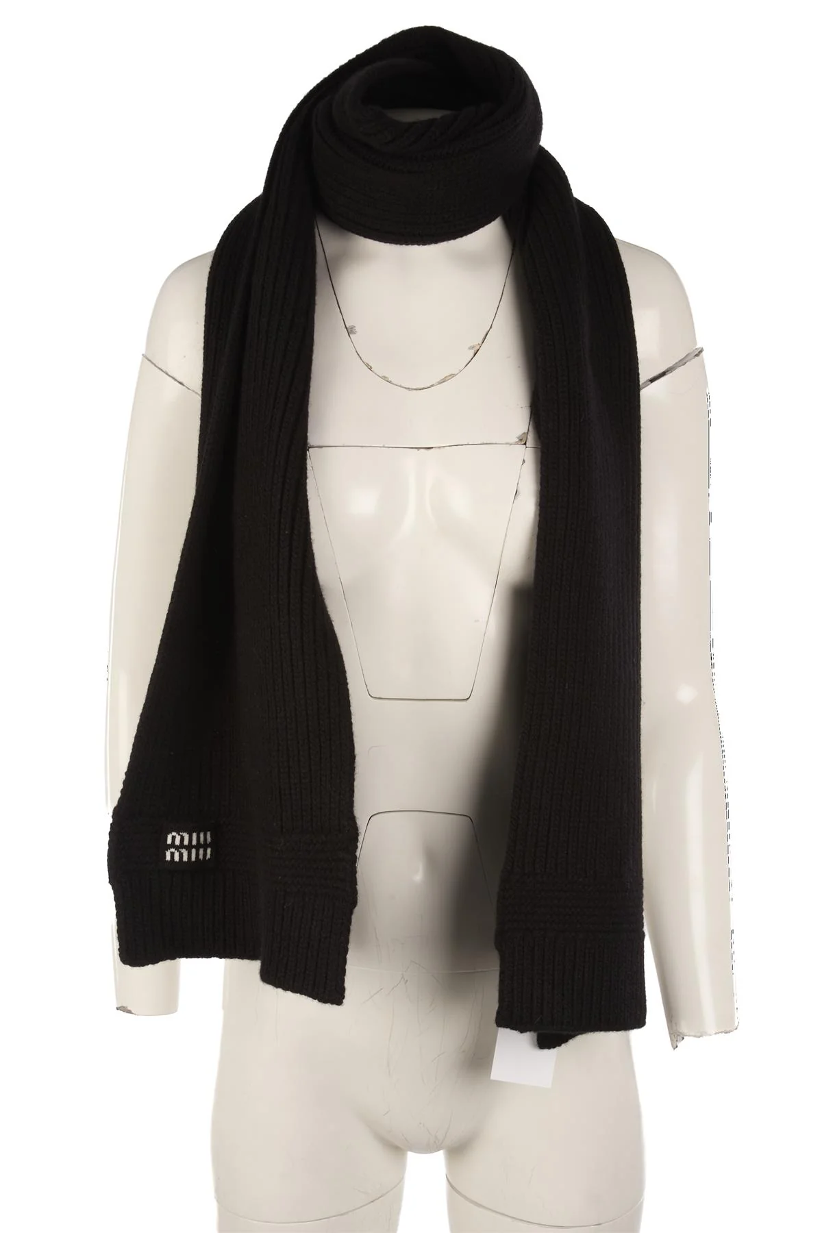 MIU MIU BLACK WOOL SCARF - Image 6
