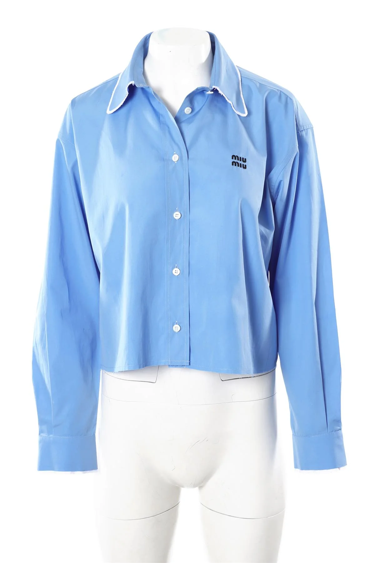 MIU MIU BLUE COTTON SHIRT IT 36 UK 4 - Image 3
