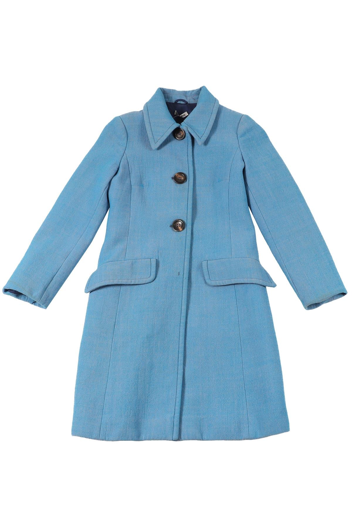 MIU MIU BLUE WOOL COAT IT 36 UK 4 - Image 6
