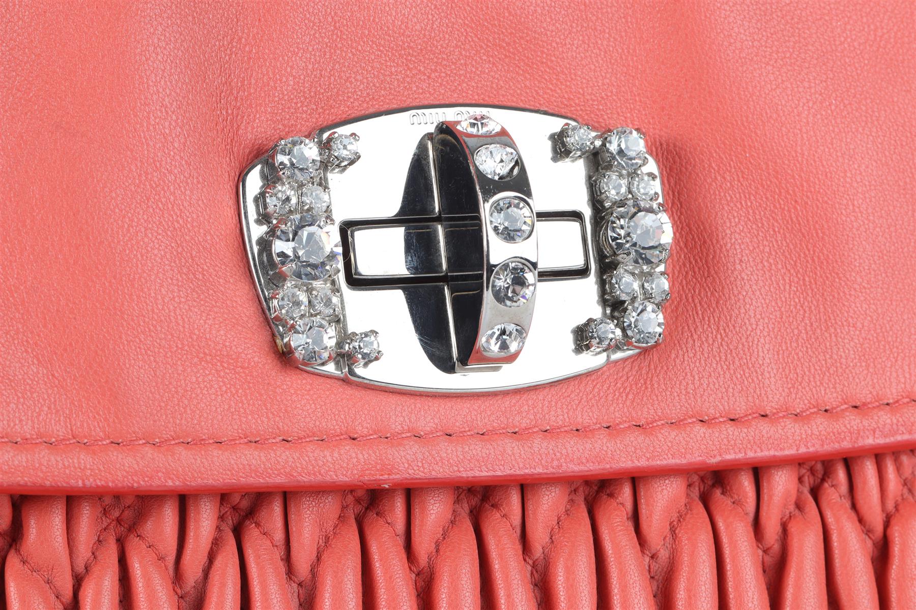 MIU MIU CORAL MATELASSÉ LEATHER SHOULDER BAG - Image 9