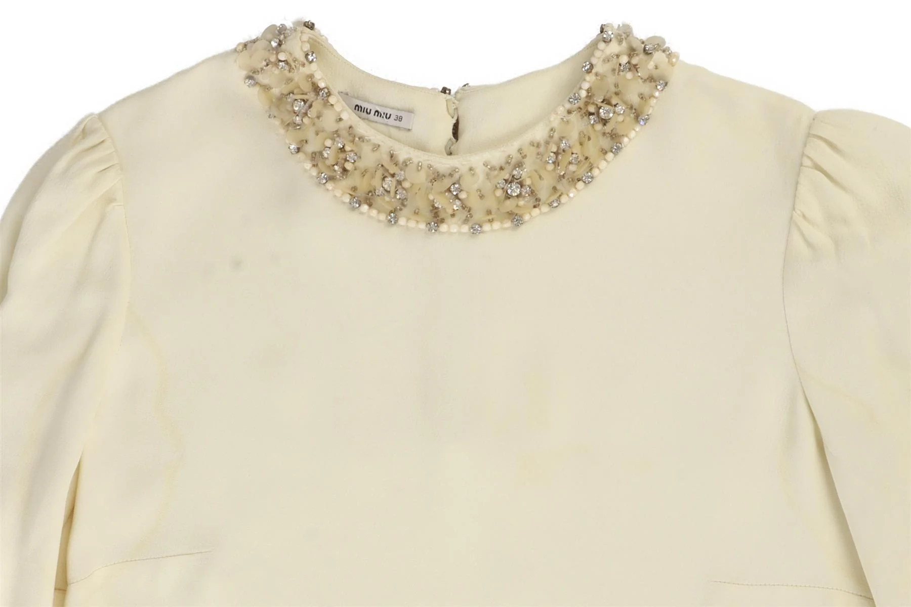 MIU MIU CREAM CREPE MIDI DRESS IT 38 UK 6 - Image 3
