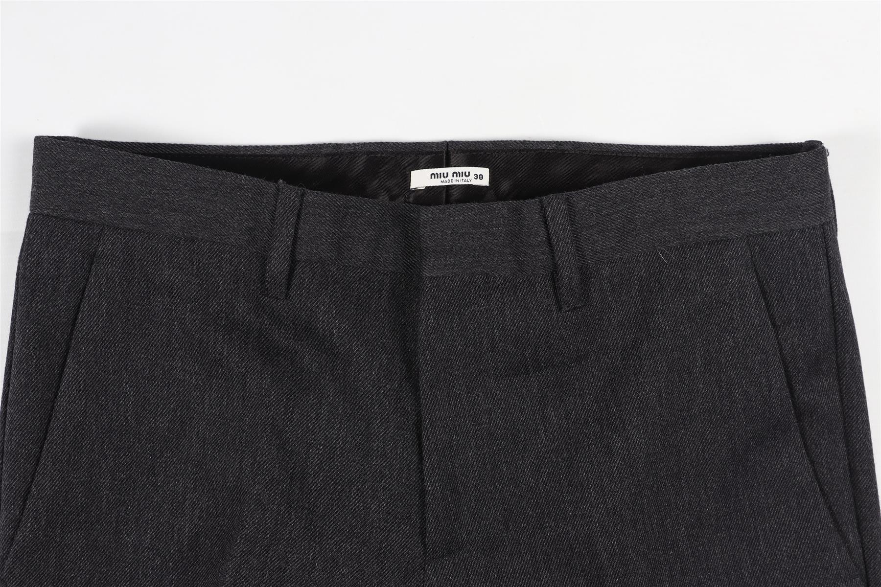 MIU MIU DARK GREY WOOL CROPPED TROUSERS IT 38 - Image 3