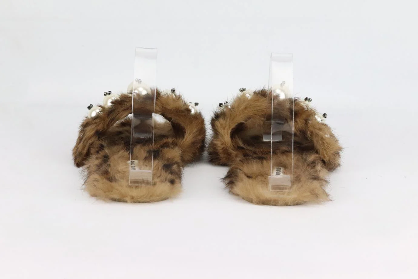 MIU MIU EMBELLISHED LEOPARD PRINT FUR SLIDES EU 37 UK 4 US 7 - Image 4