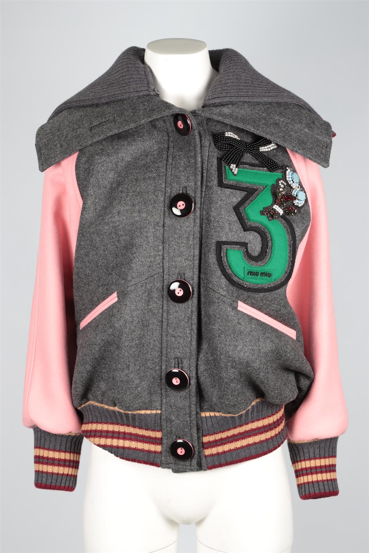 MIU MIU GREY 2017 WOOL JACKET IT 36 UK 4 - Image 2