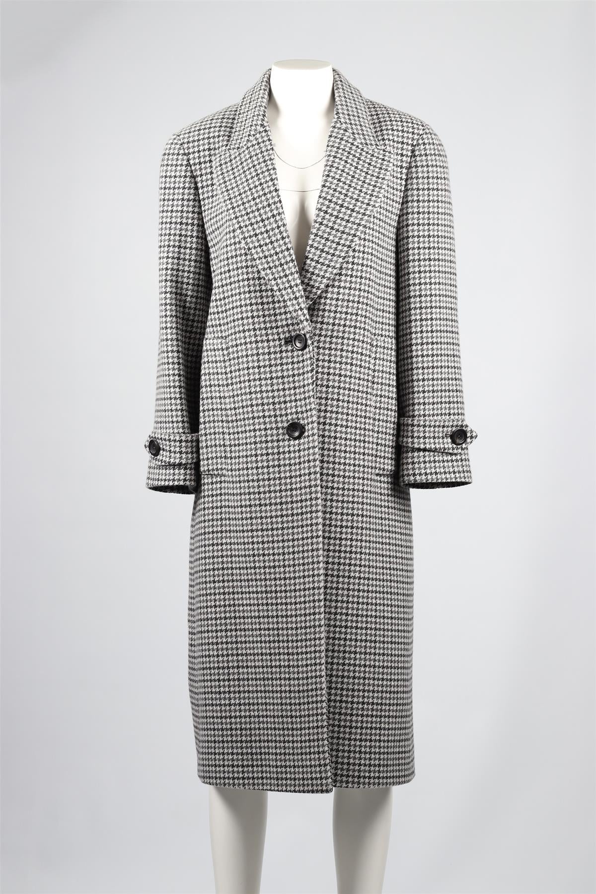 MIU MIU GREY HOUNDSTOOTH WOOL COAT IT 38 UK 6 - Image 2