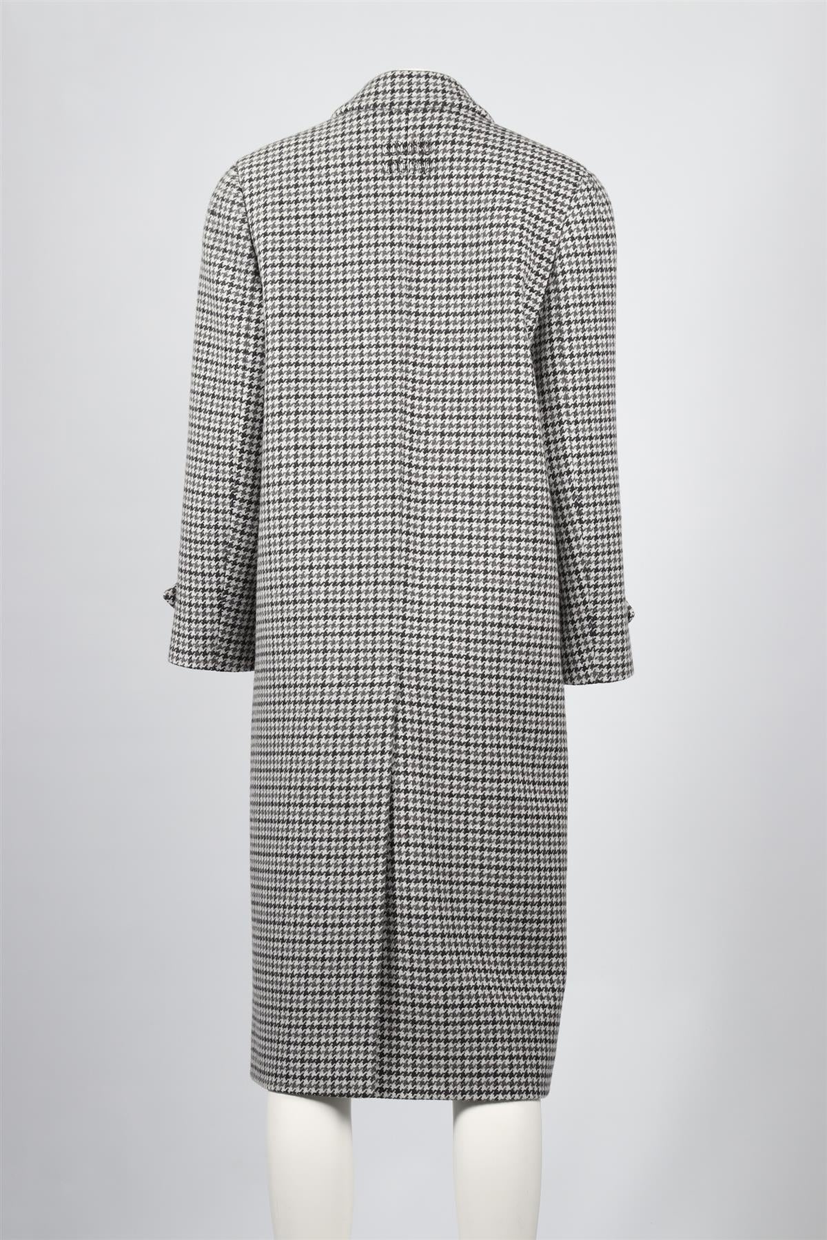 MIU MIU GREY HOUNDSTOOTH WOOL COAT IT 38 UK 6 - Image 4