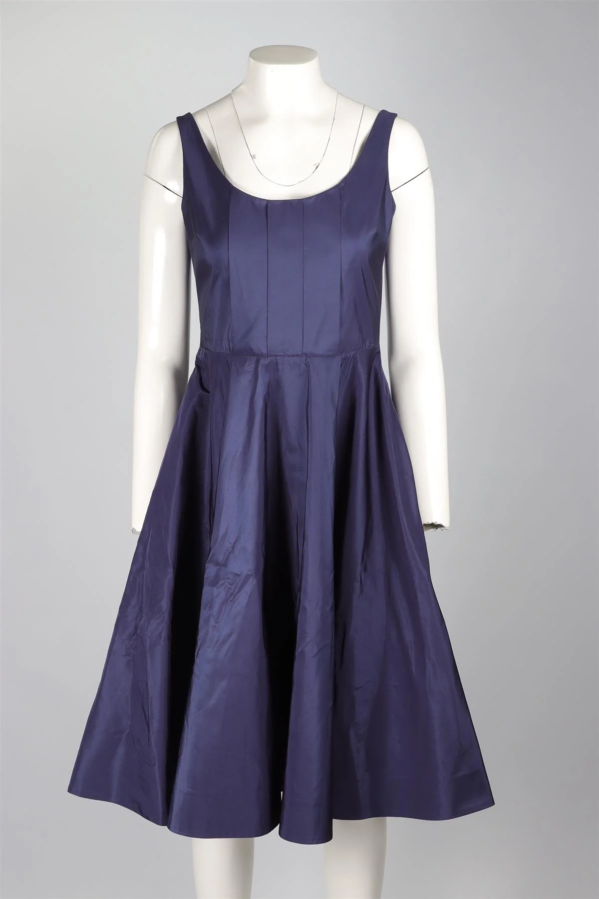 MIU MIU NAVY TAFFETA MIDI DRESS IT 40 UK 8 - Image 2