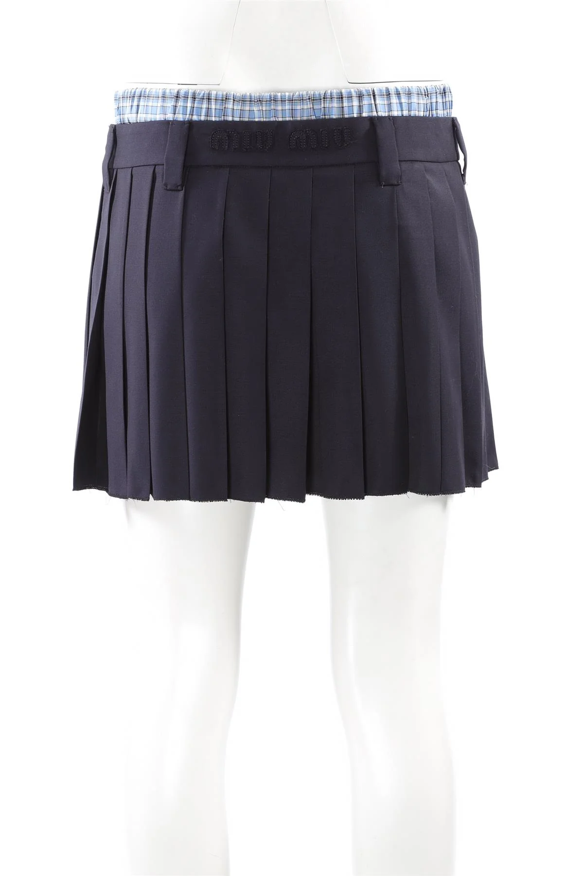 MIU MIU NAVY WOOL MINI SKIRT IT 40 UK 8 - Image 4