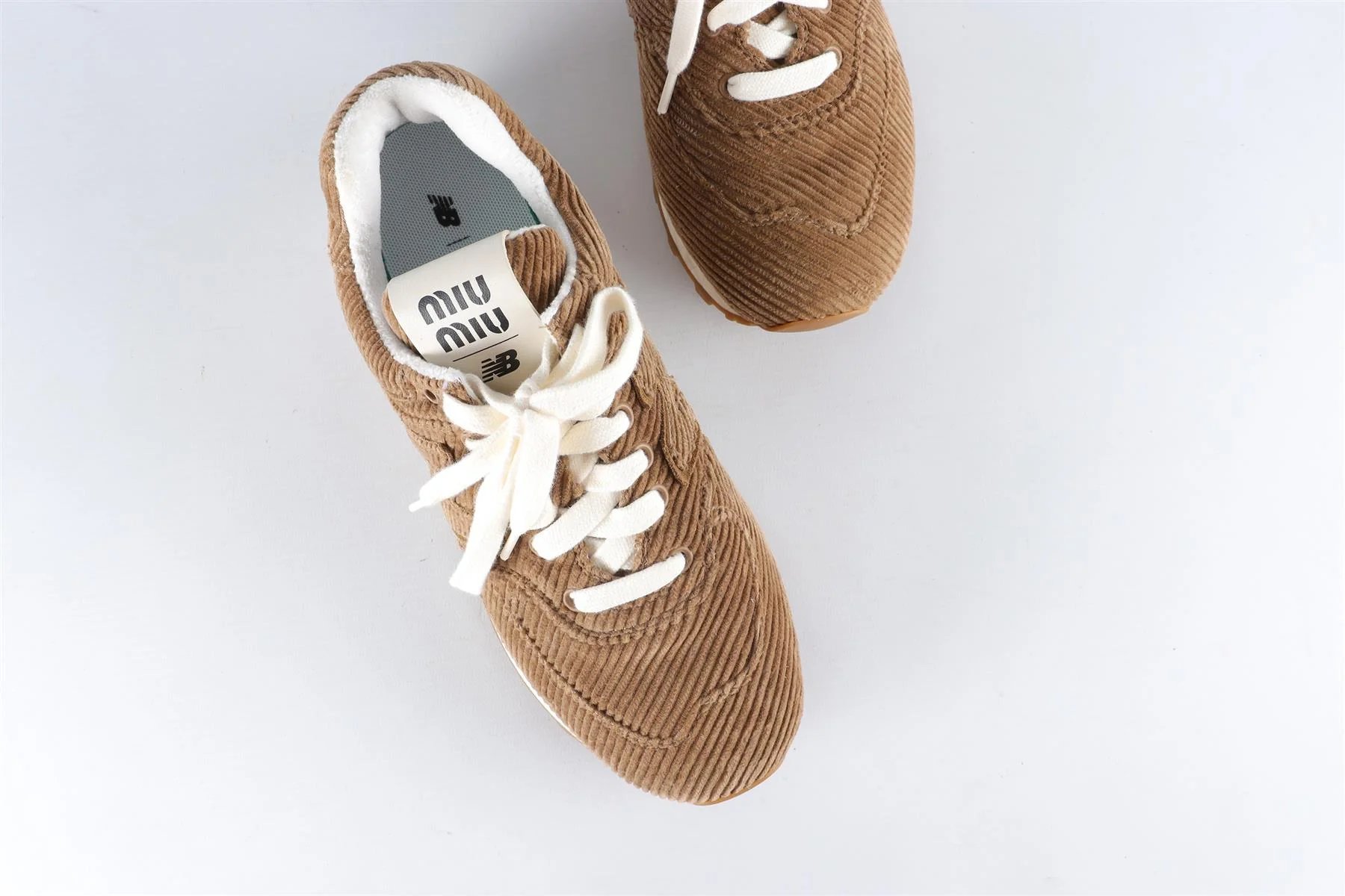MIU MIU + NEW BALANCE BROWN CORDUROY SNEAKERS EU 38 UK 5 US 8 - Image 4