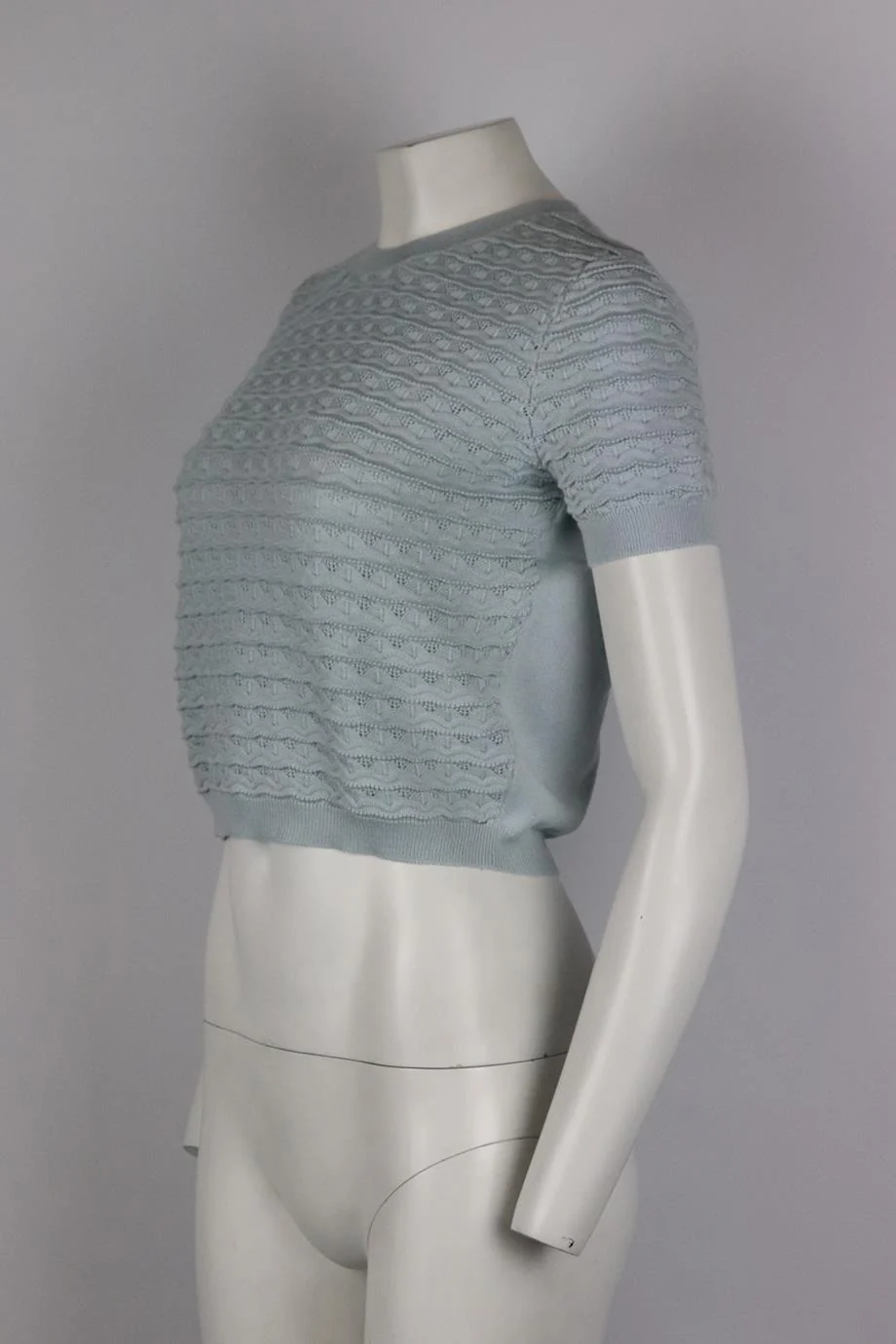 MIU MIU POINTELLE KNIT CASHMERE BLEND SWEATER IT 42 UK 10 - Image 3