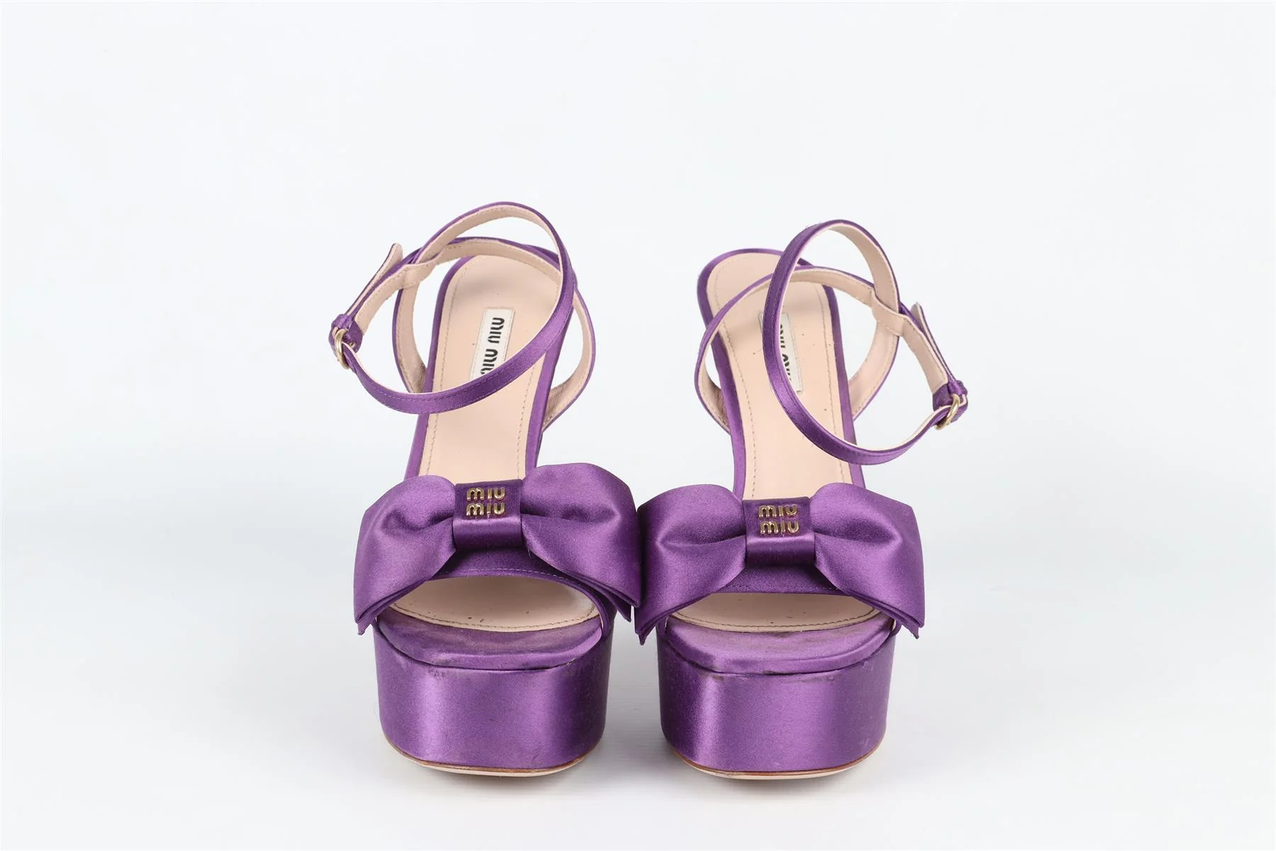 MIU MIU PURPLE SATIN PLAFORM SANDALS EU 38.5 UK 5.5 US 8.5 - Image 3