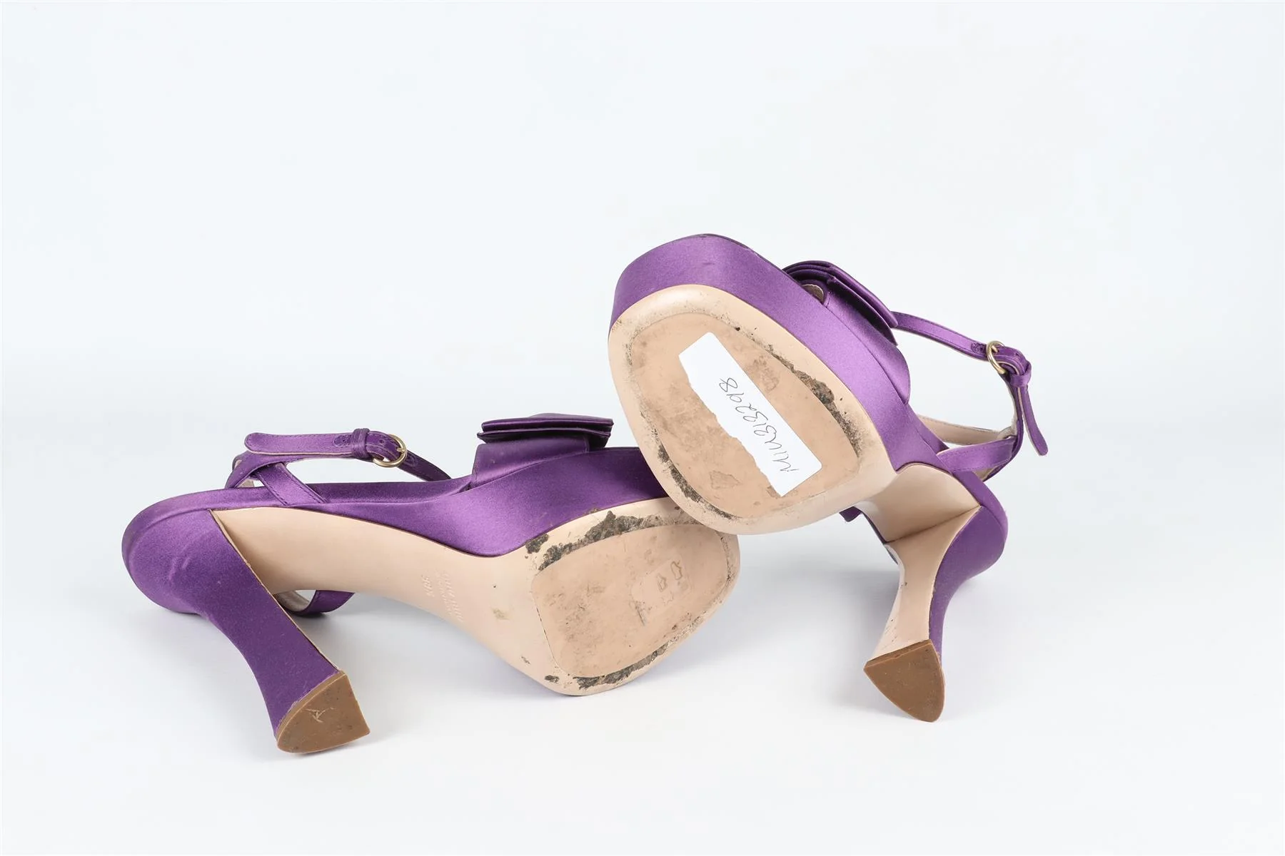 MIU MIU PURPLE SATIN PLAFORM SANDALS EU 38.5 UK 5.5 US 8.5 - Image 6