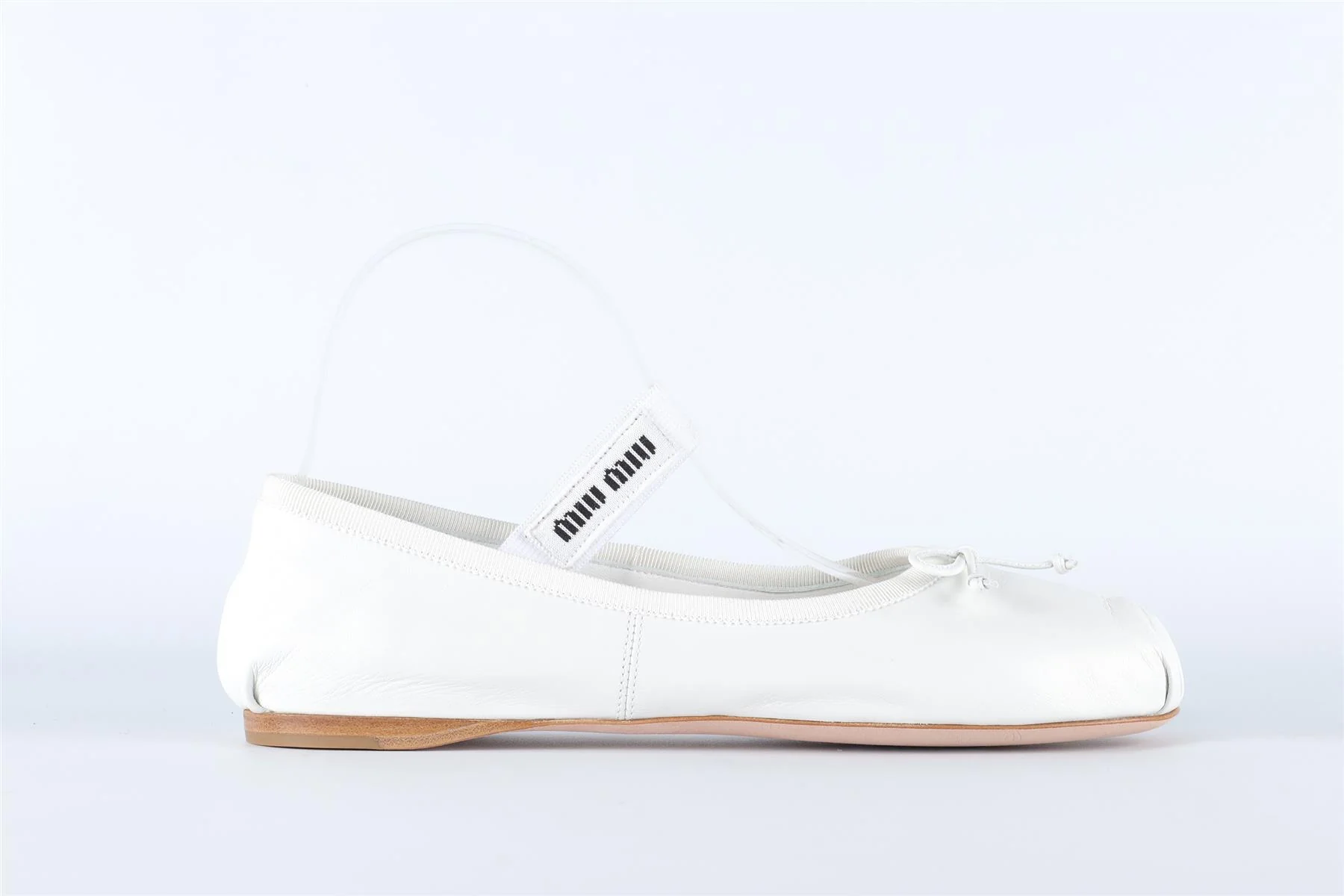 MIU MIU WHITE LEATHER BALLET FLATS EU 38 UK 5 US 8 - Image 2