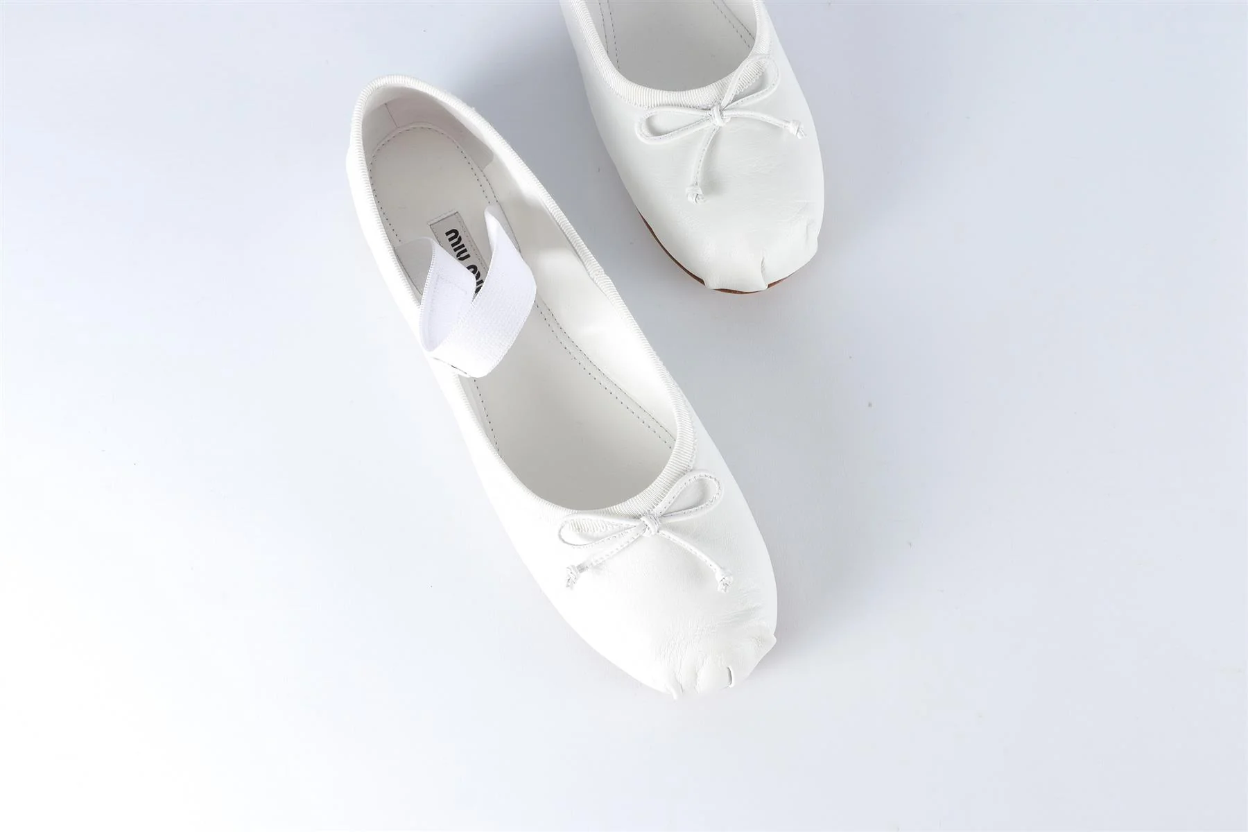 MIU MIU WHITE LEATHER BALLET FLATS EU 38 UK 5 US 8 - Image 4