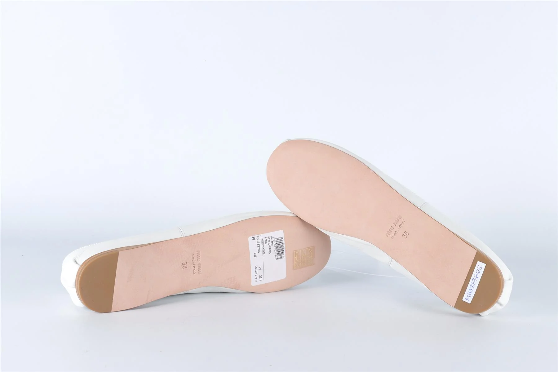 MIU MIU WHITE LEATHER BALLET FLATS EU 38 UK 5 US 8 - Image 6