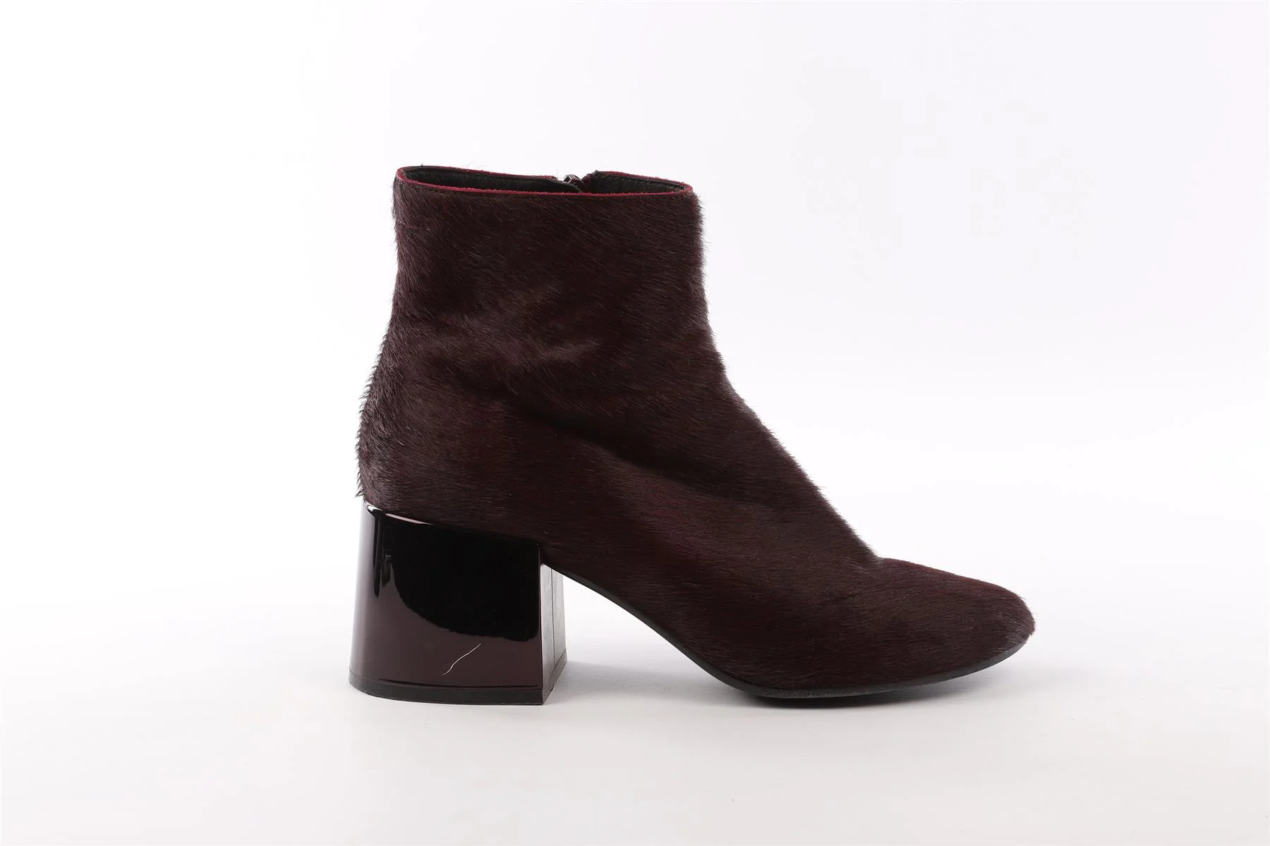 MM6 MAISON MARGIELO BURGUNDY CALF HAIR ANKLE BOOTS EU 40.5 UK 7.5 US 10.5 - Image 2