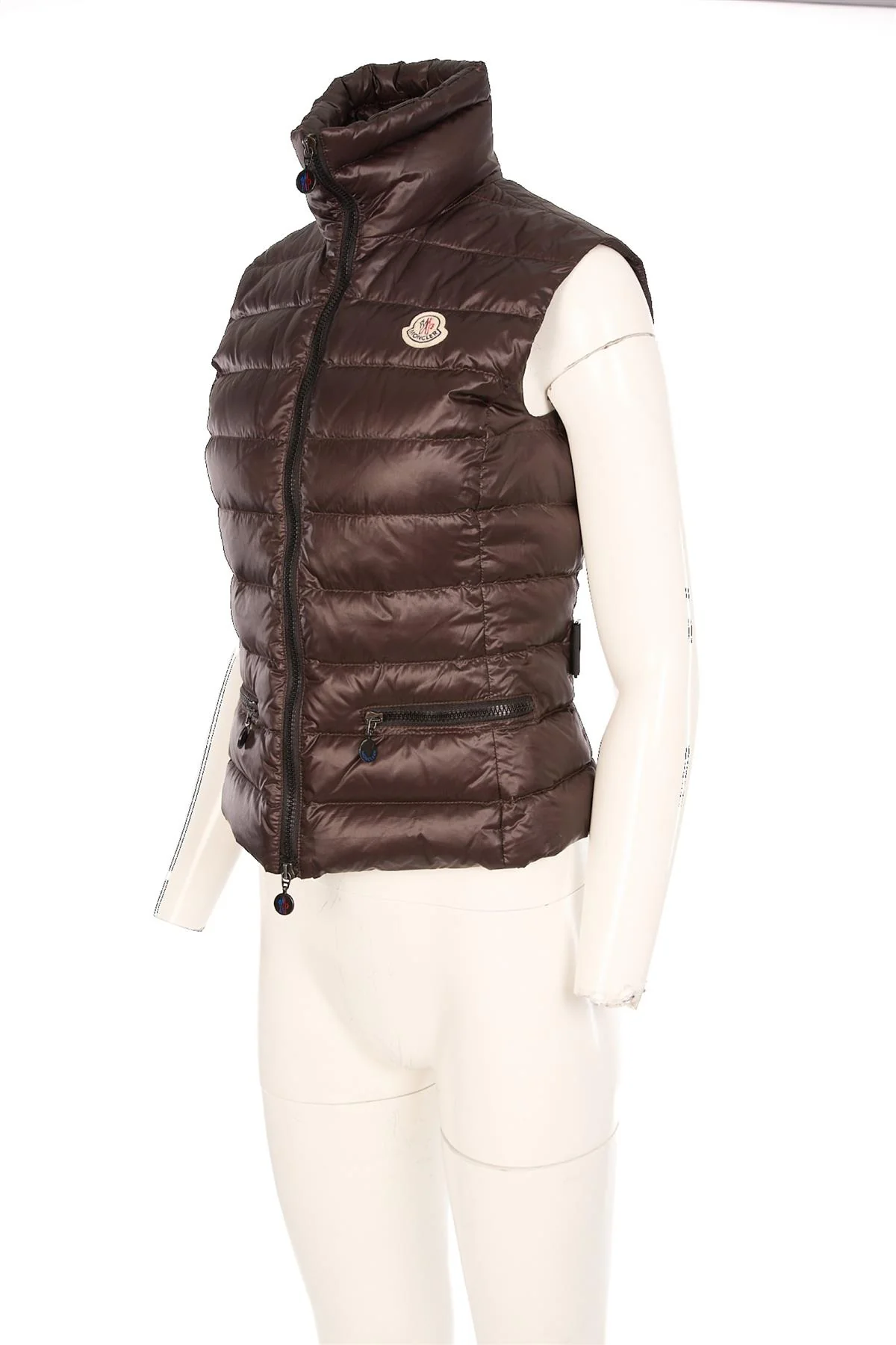 MONCLER BROWN PADDED DOWN GILET 1 UK 8 - Image 3