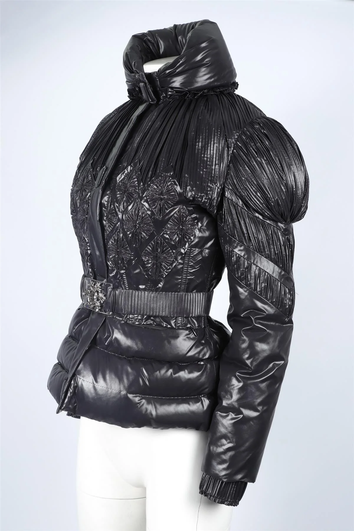 MONCLER GAMME ROUGE BLACK PADDED DOWN JACKET UK 8 - Image 3