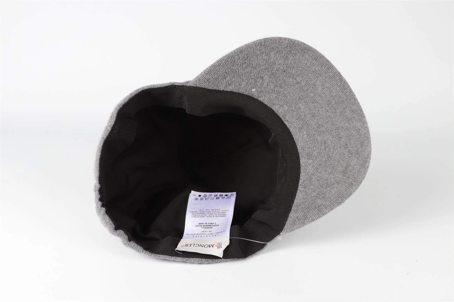 MONCLER GREY CASHMERE BASEBALL CAP ONE SIZE - Image 5