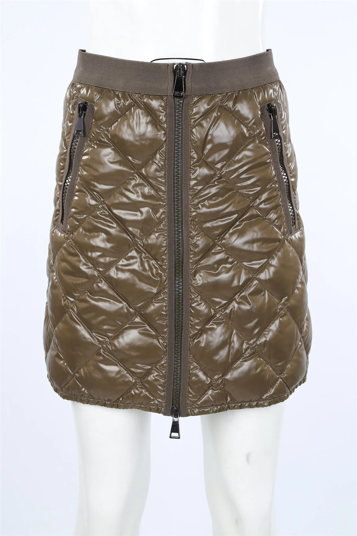 MONCLER KHAKI SHELL MINI SKIRT IT 40 UK 8 - Image 2