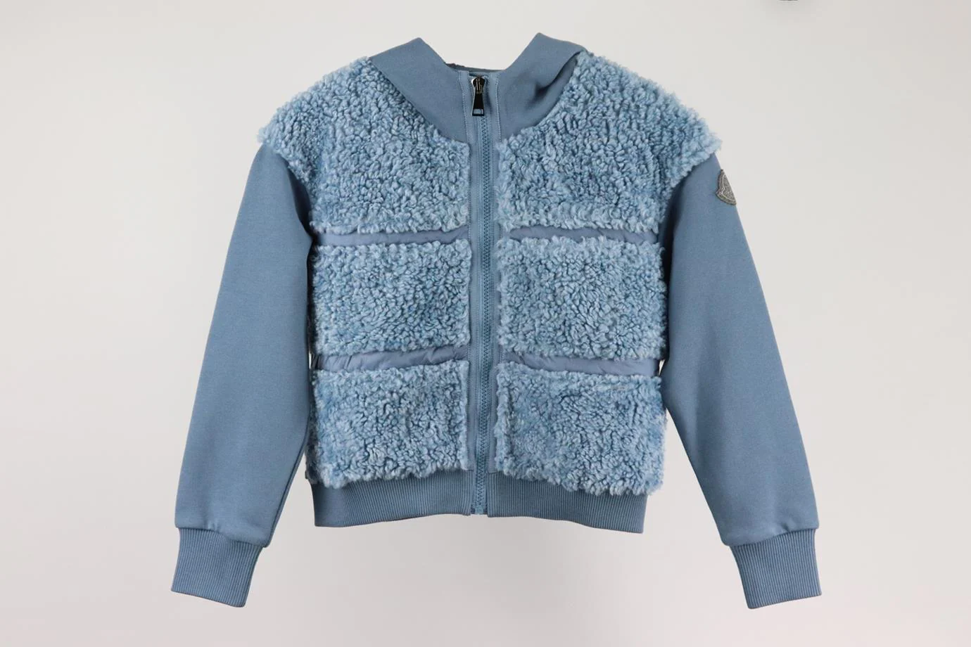 MONCLER KIDS UNISEX FAUX SHEARLING AND COTTON HOODIE 8 YEARS - Image 2