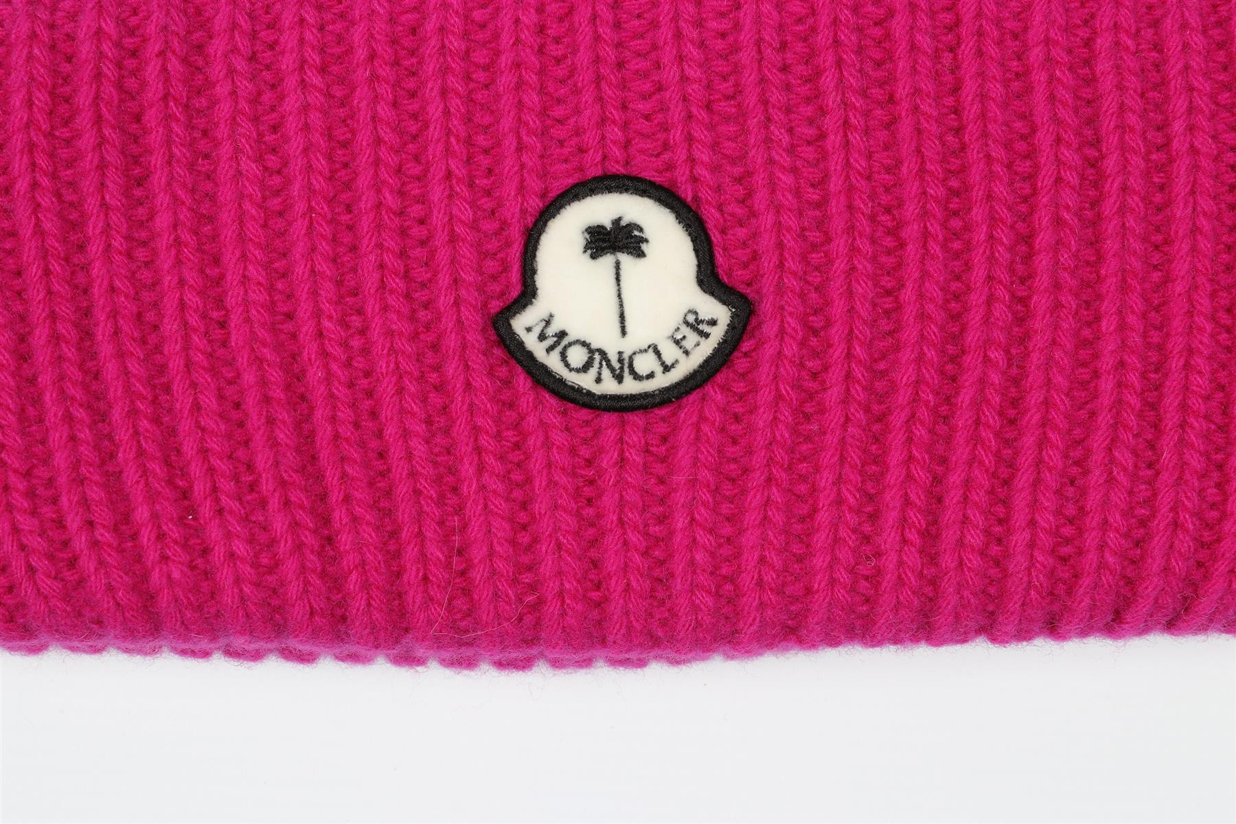 MONCLER + PALM ANGELS PINK WOOL BEANIE ONE SIZE - Image 3
