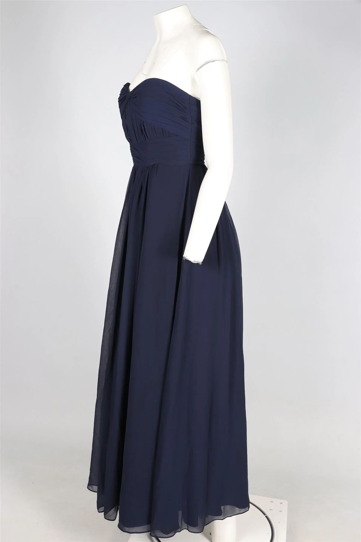 MONIQUE LHUILLIER BLUE CHIFFON MAXI DRESS US 0 UK 4 - Image 3