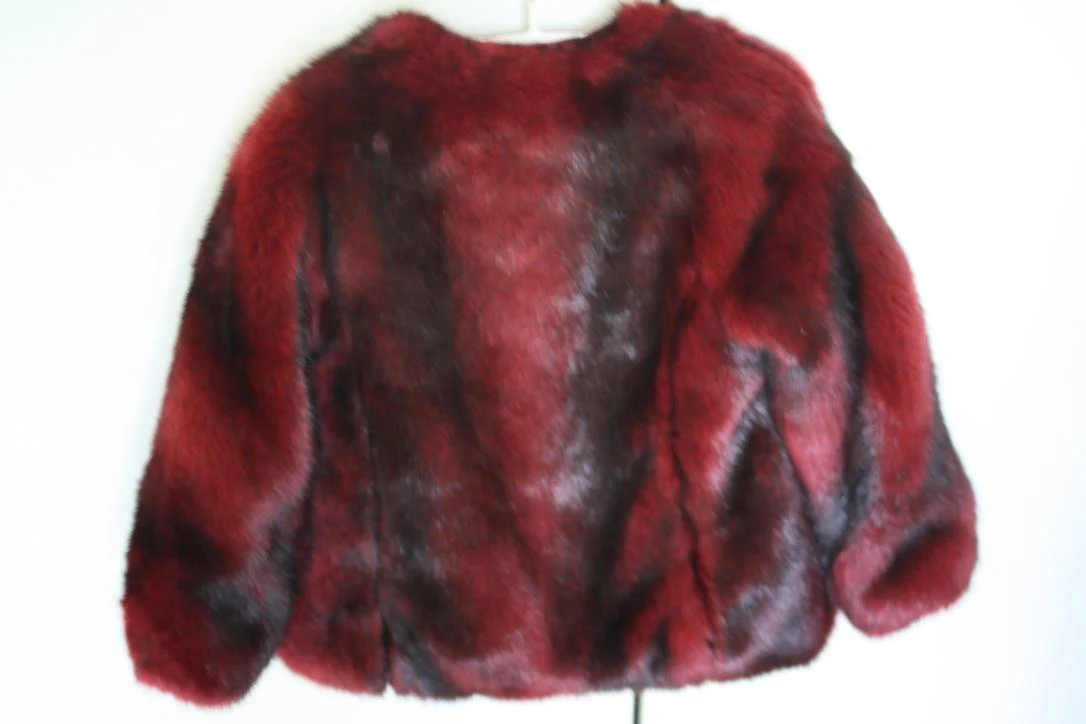 MONNALISA BABY FAUX FUR BURGUNDY JACKET COAT 24 MONTHS - Image 4