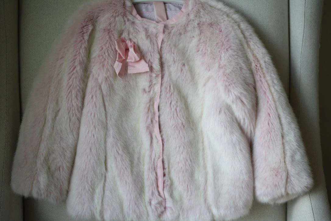 MONNALISA BABY FAUX FUR PINK JACKET COAT 24 MONTHS - Image 3