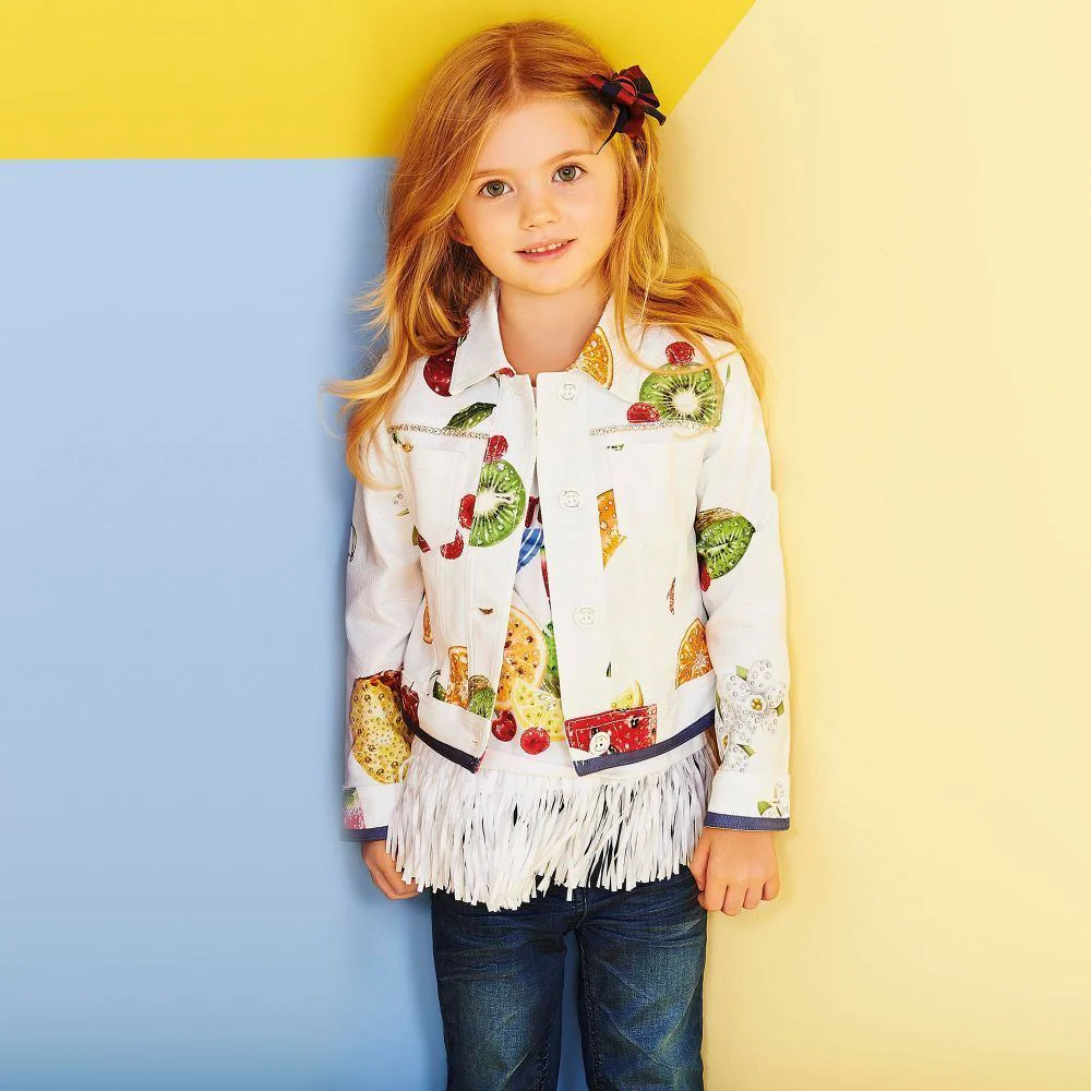 MONNALISA BABY GIRLS TROPICAL FRUITS FRINGE TOP 2 YEARS - Image 4