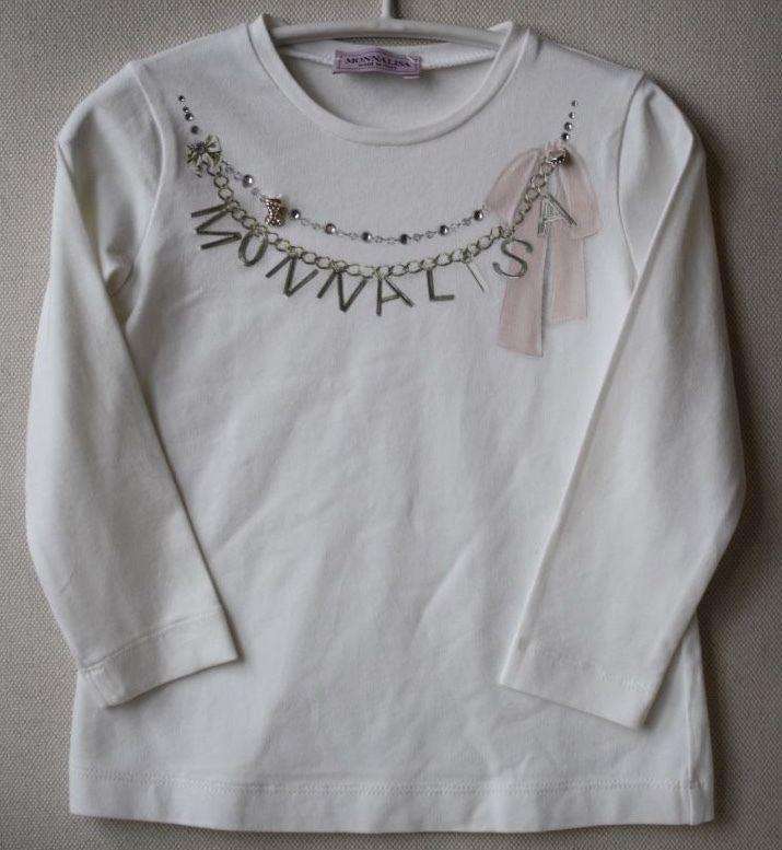 MONNALISA BABY IVORY NECKLACE PRINT AND GEMS TOP 2 YEARS - Image 3