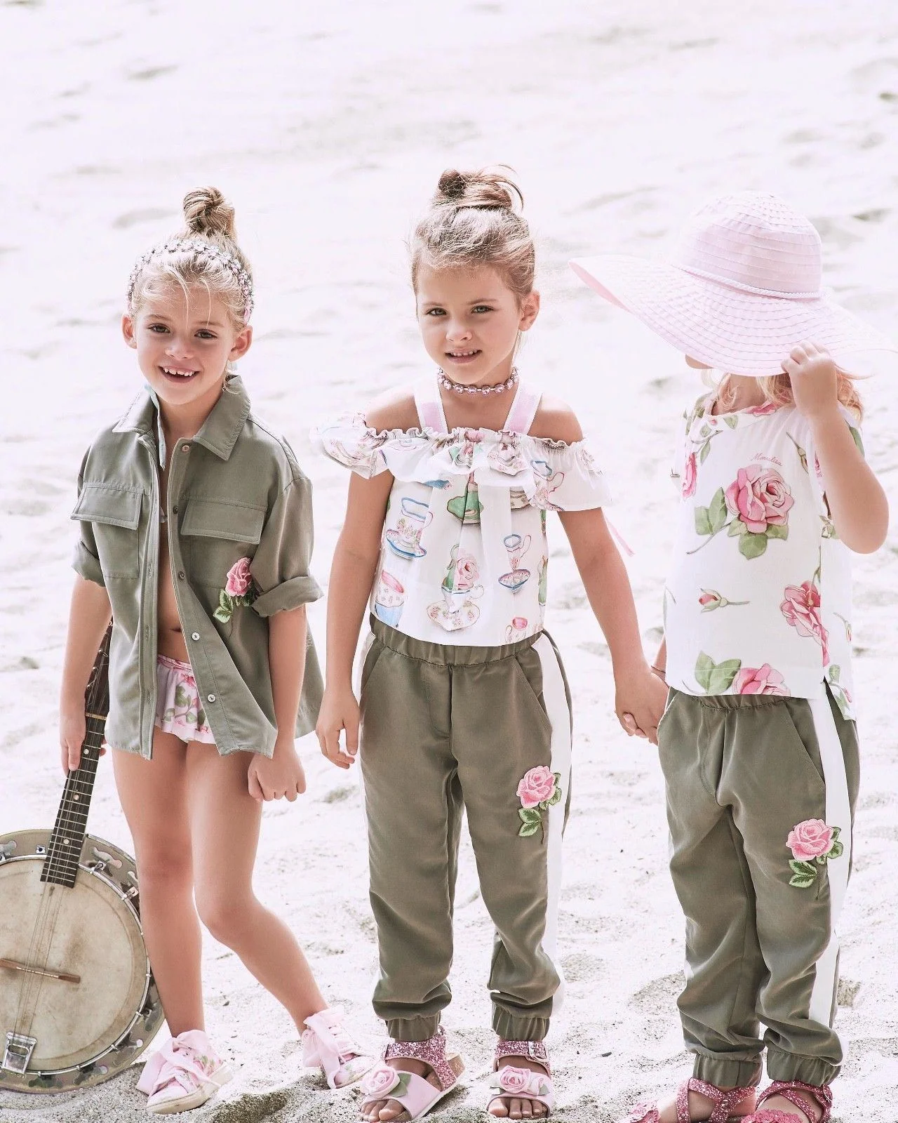 MONNALISA GIRLS KHAKI GREEN VISCOSE BLOUSE SHIRT WITH EMBROIDERED ROSE 4 YEARS - Image 7