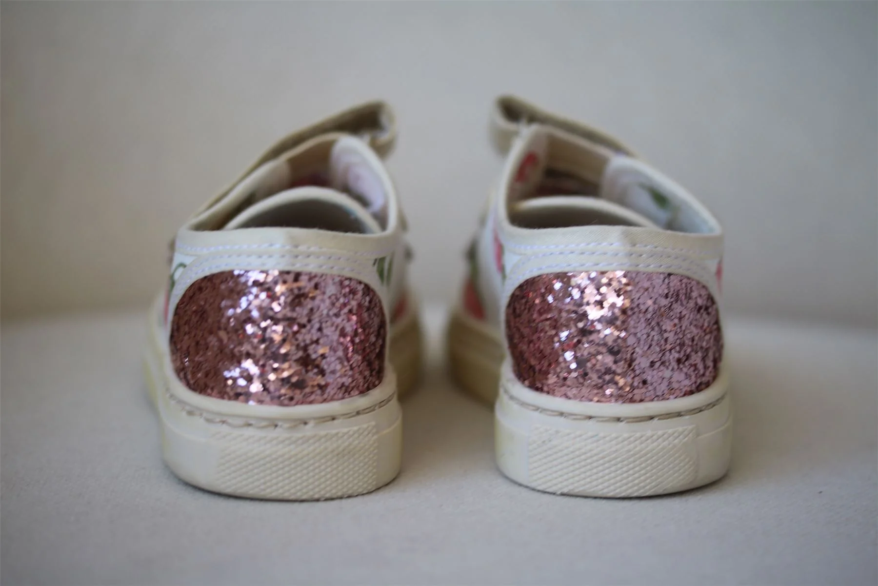 MONNALISA GIRLS PINK FLORAL CANVAS & GLITTER TRAINERS EU 24 UK 7 - Image 4