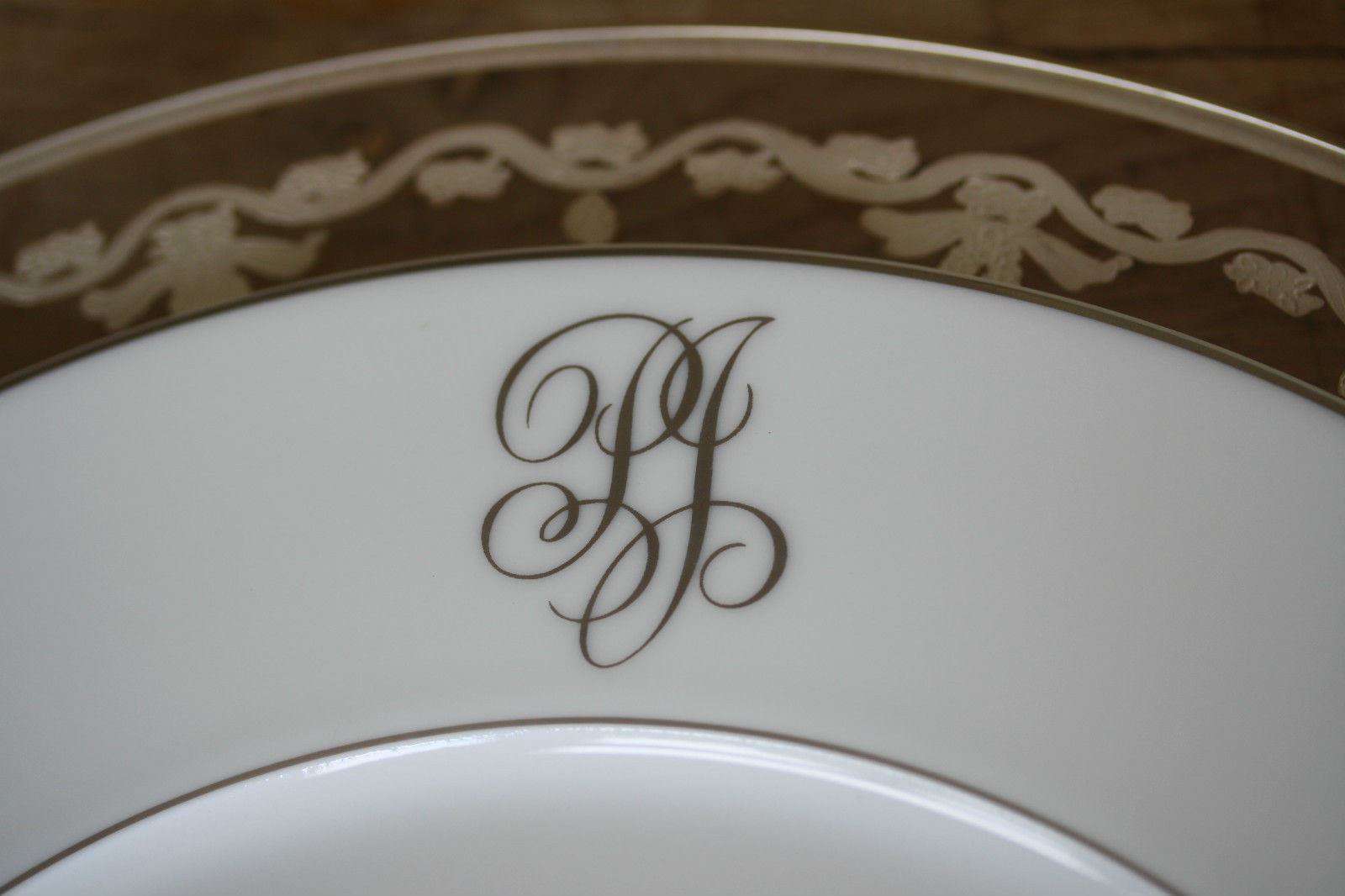 MONOGRAMMED J L COQUET LIMOGES PORCELAIN PLATE X 10 - Image 6
