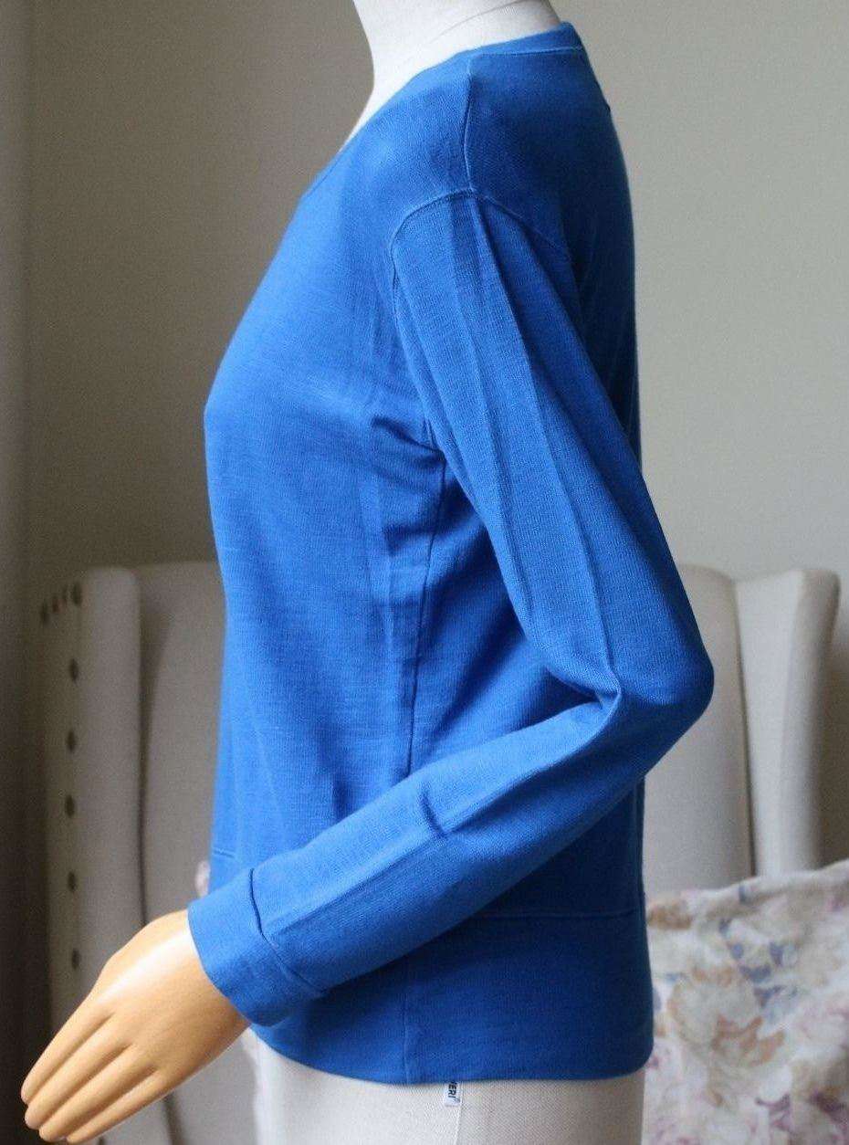 MONROW CLASSIC BLUE COTTON-BLEND SWEATER MEDIUM - Image 3