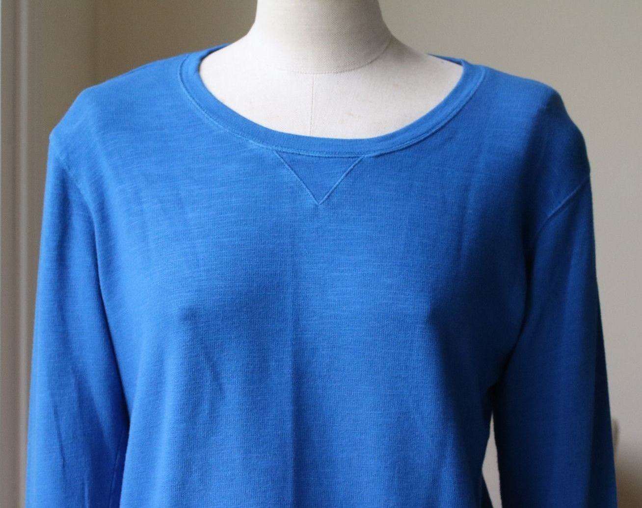 MONROW CLASSIC BLUE COTTON-BLEND SWEATER MEDIUM - Image 6