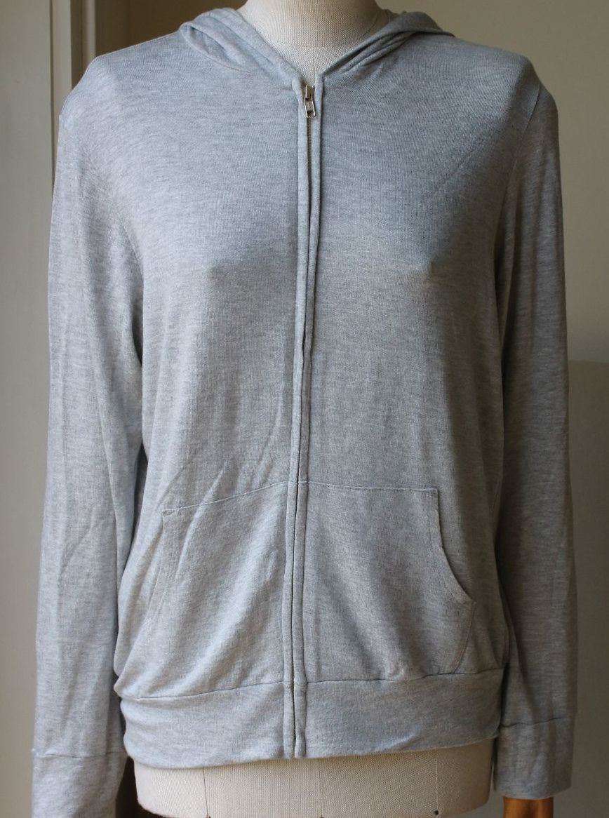 MONROW CLASSIC GREY ZIP UP HOODIE LARGE - Image 4
